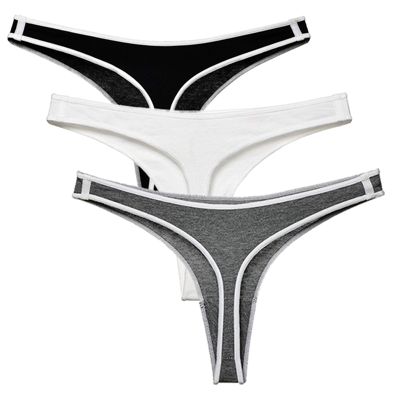 【送料無料】[Beirou] tバック レディース ショーツ ローライズ ストレッチ 綿 スポーツ タイプ 無地 シンプル 響きにくい ヒップアップ 通気 下着 3枚セット 色：3枚組セットA、サイズ：M