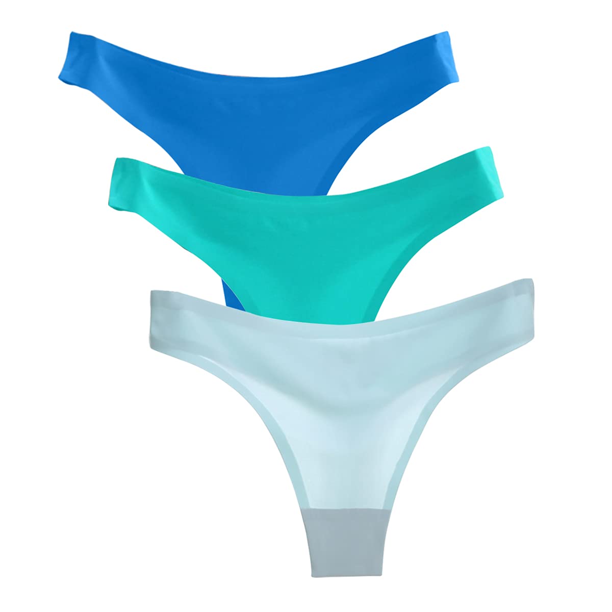 【送料無料】[Beirou] tバック レディース セクシー Tショーツ 無縫製 パンティ 響かない 締め付けない 美しいヒップライン 豹柄 ロイズ柄 無地 美尻 3枚組 色：3枚セット(ブルー系)、サイズ：M