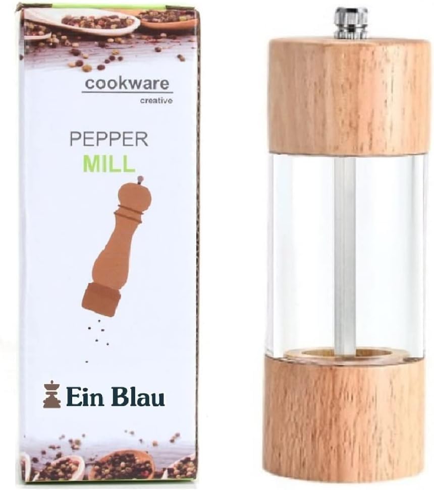 【送料無料】[Ein Blau]多目的ミル 中身が見える透明窓 16.5cm 2タイプ 粗さ調節可 天然オーク製 セラ..