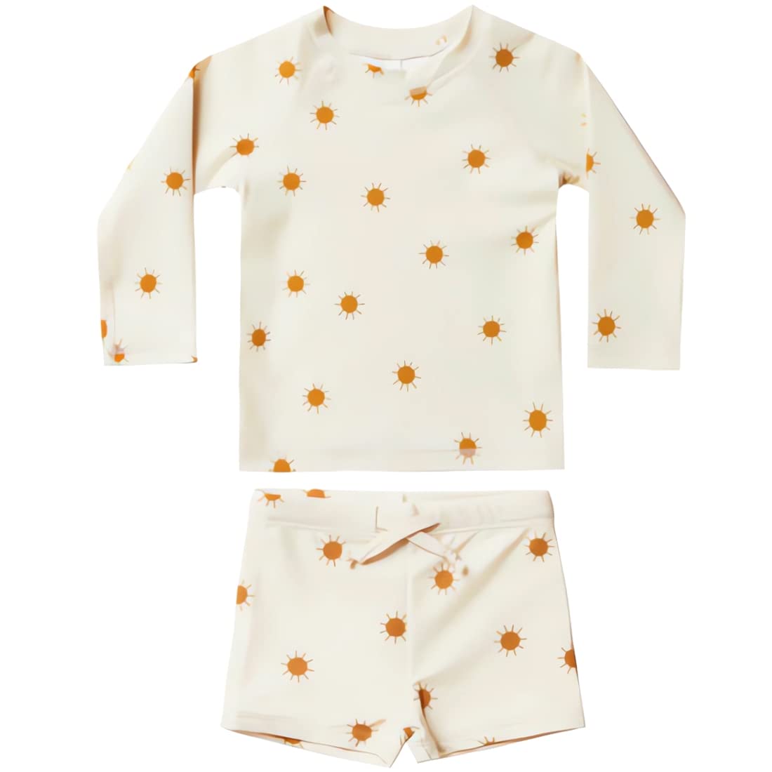 【送料無料】KALAVILA キッズ 水着 男の子 3点セット 長袖ラッシュガード スイムパンツ 帽子 子ども用水着 80-130 スイムウェア セパレート 上下セット 子供 小学生 幼稚園 保育園用 紫外線カット UV対策 日焼け止め 色：ベージュ、サイズ：90