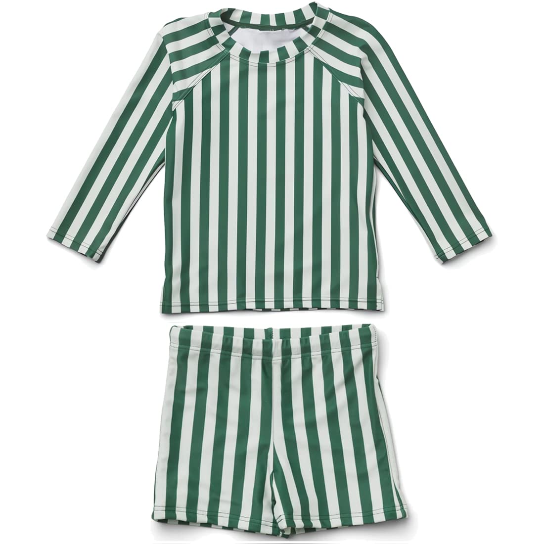 【送料無料】KALAVILA キッズ 水着 男の子 3点セット 長袖ラッシュガード スイムパンツ 帽子 子ども用水着 80-130 スイムウェア セパレート 上下セット 子供 小学生 幼稚園 保育園用 紫外線カット UV対策 日焼け止め 色：ストライプ、サイズ：130