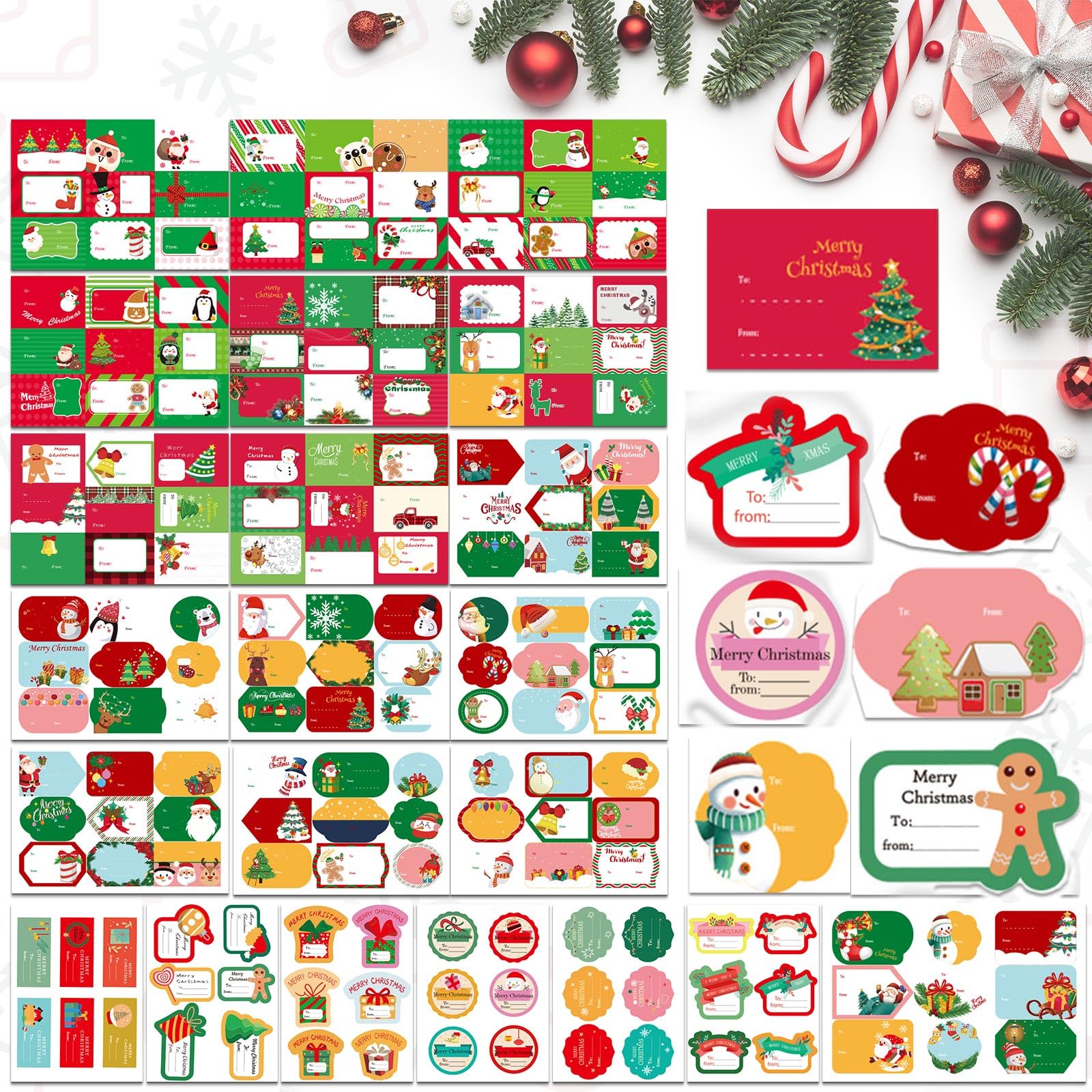 【送料無料】GeeRic 288枚 クリスマス ギフトシール クラフトタグ クリスマス ステッカー ラッピングシール 贈り物 封筒 飾り クリスマスギフトラベ
