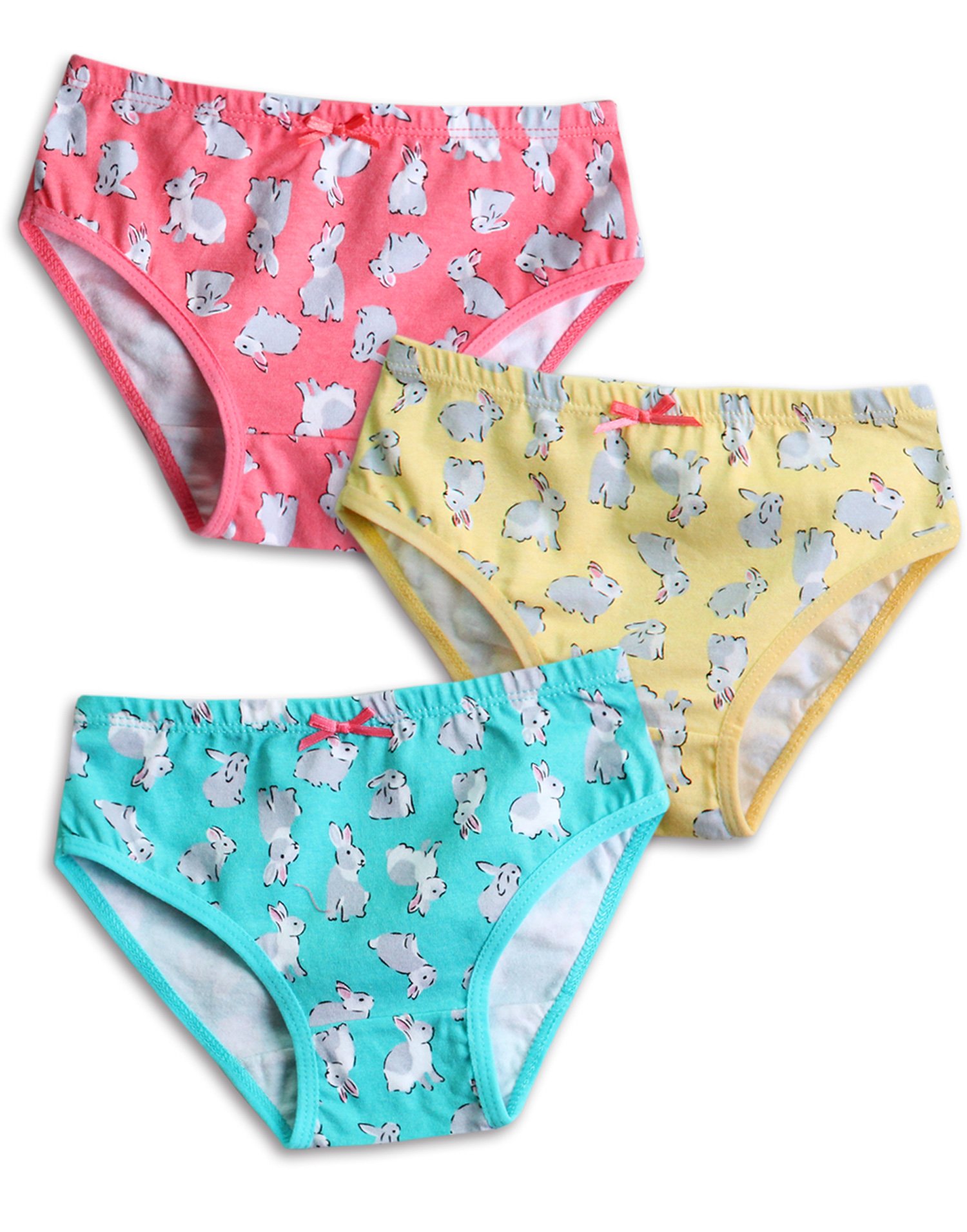 【送料無料】[Vaenait Baby] 2-9歳 キッズ 子供 女児 女の子 ショーツ パンツ 下着 3枚組 ブリーフ 子供用下着 アンダーウェア キャラクタデザイン ウサギ 動物デザイン 通気性 綿 コットン 伸縮性 ギフトセット 色：ラビット、サイズ：120