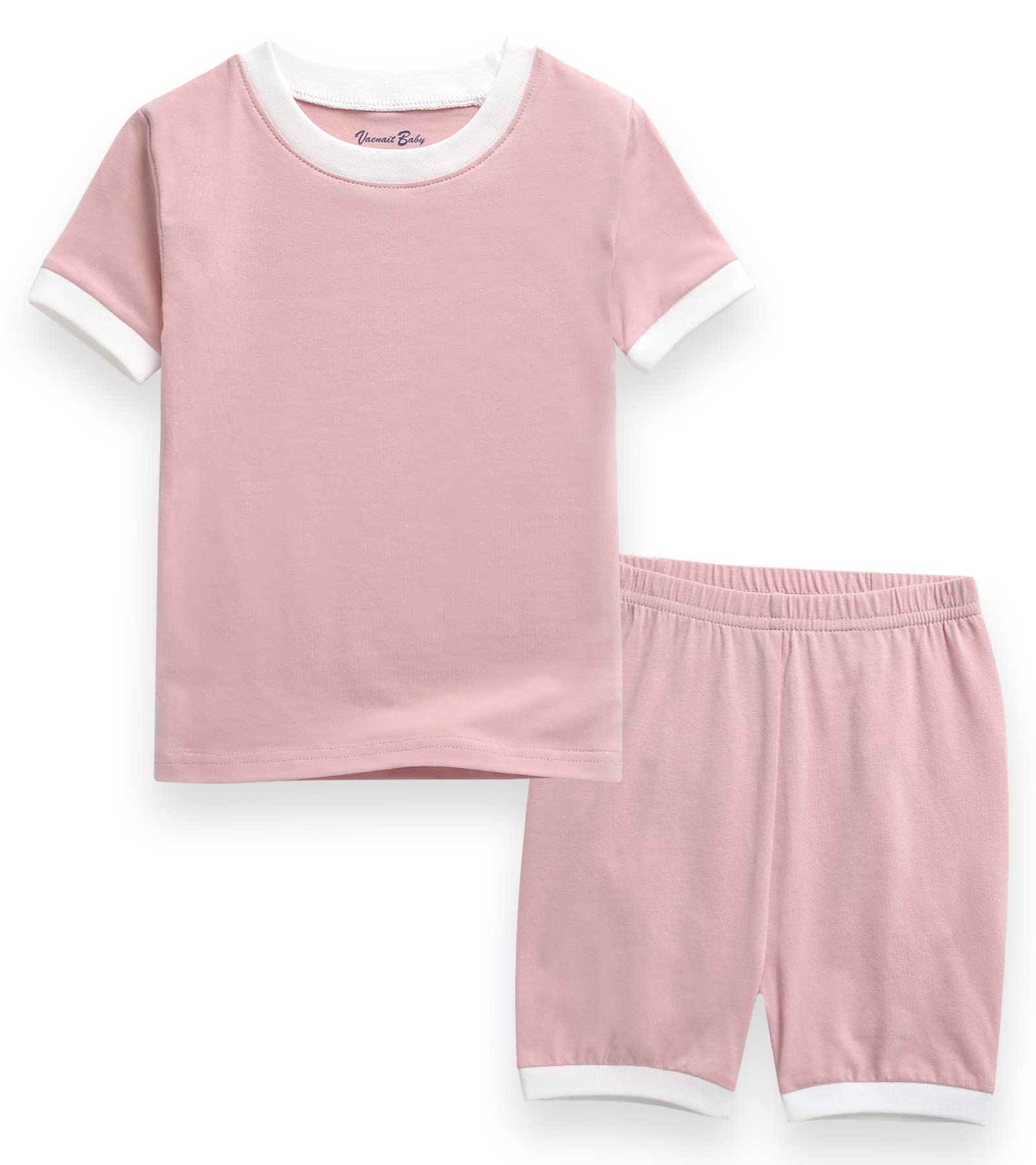 【送料無料】[VaenaitBaby] 綿95％ 12ヶ月-12歳 キッズ ボーイズがルーズ 女児 男児 幼兒 コットンパジャマ ショートサマーパジャマ 薄手パジャマ 寝巻き 上下セット マカロン 色：ピンク、サイズ：2 Years