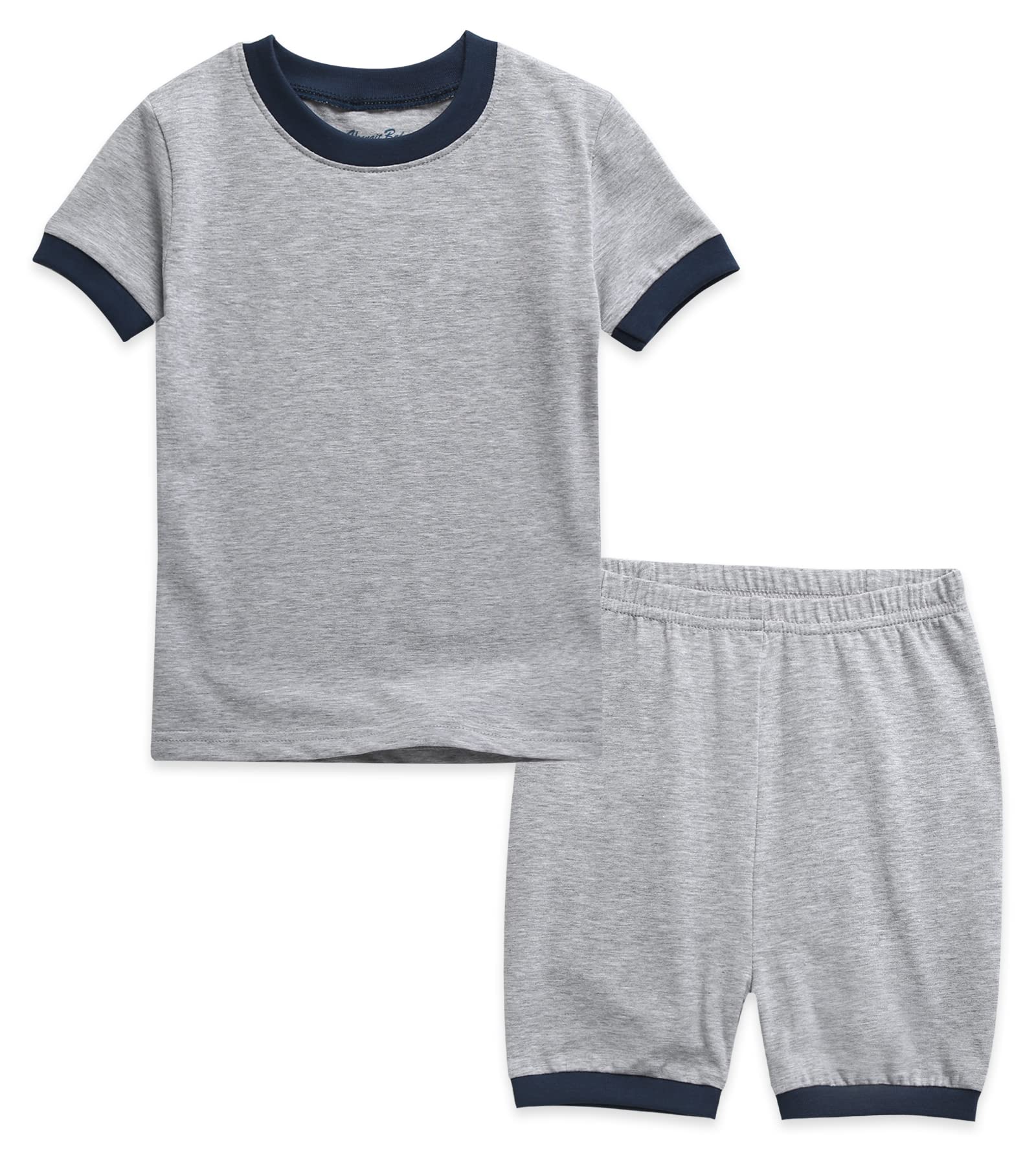 【送料無料】[VaenaitBaby] 綿95％ 12ヶ月-12歳 キッズ ボーイズがルーズ 女児 男児 幼兒 コットンパジャマ ショートサマーパジャマ 薄手パジャマ 寝巻き 上下セット マカロン 色：グレー、サイズ：2 Years