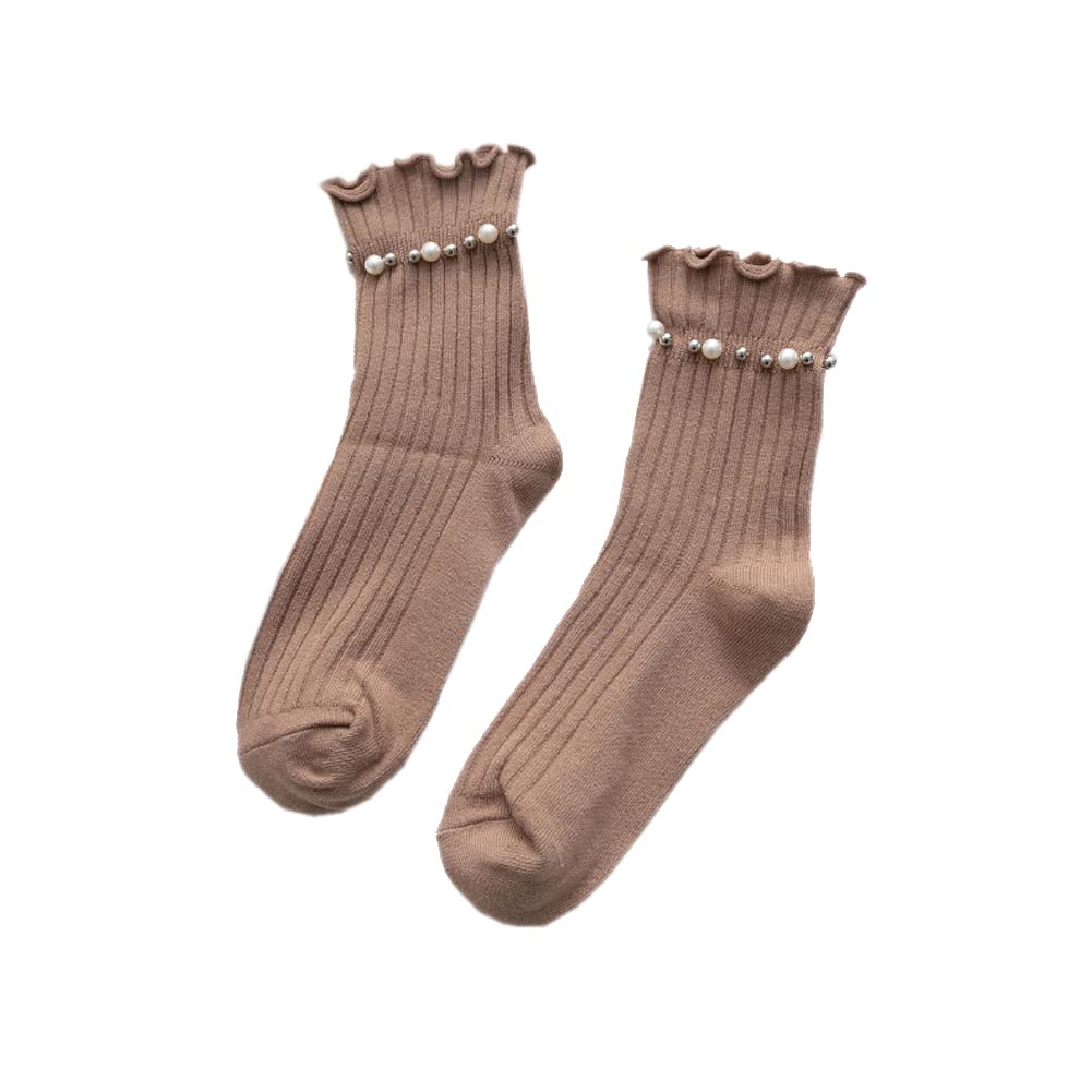 【送料無料】[FASELE] 靴下 ソックスレディース クルーソックス JK レース 花柄 制服 女の子 真珠 綿 ..