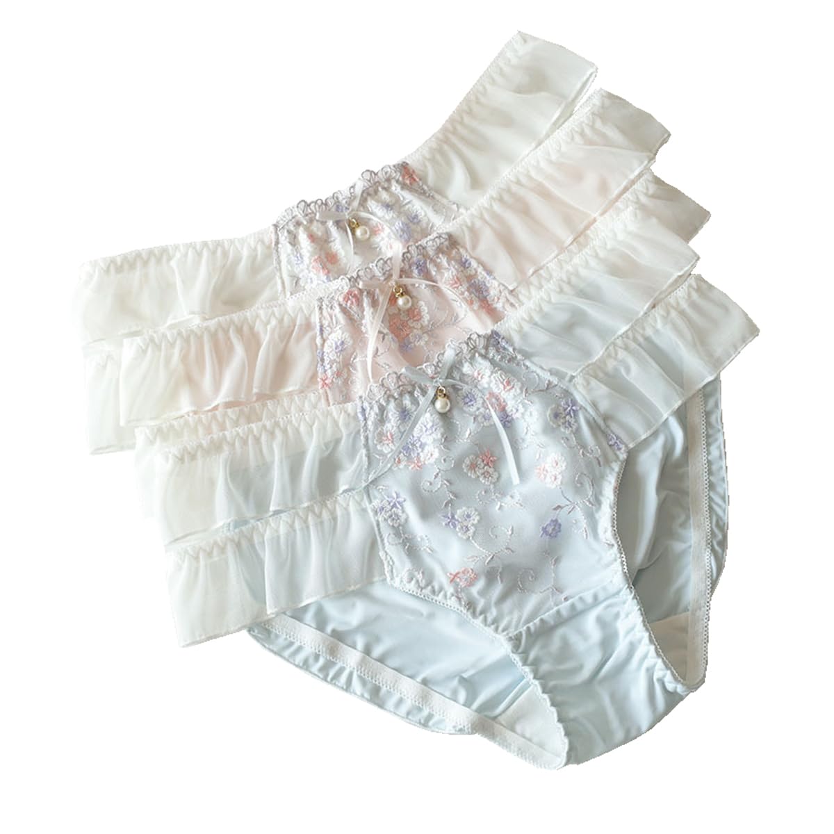 【送料無料】[LIUXU] パンティー サテン下着セット3枚 レーヨン生地 女性 ショーツ 学生パンティー 白 大きいサイズ かわいい 通気性 レギュラー レディース ショーツ 色：ピンク、サイズ：L