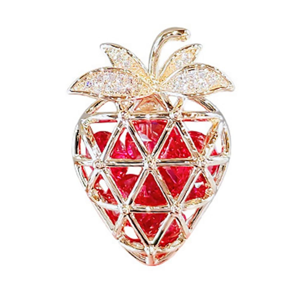 【送料無料】FASELE ブローチ リボンブローチ 可愛い 木の葉 コサージュ ジルコニア レディース メンズ スーツ ジャケット アクセサリー ファッション フォーマル お呼ばれ ドレス 発表会 卒業式 入学式 結婚式 プレゼント ギフト 色：いちご、サイズ：小