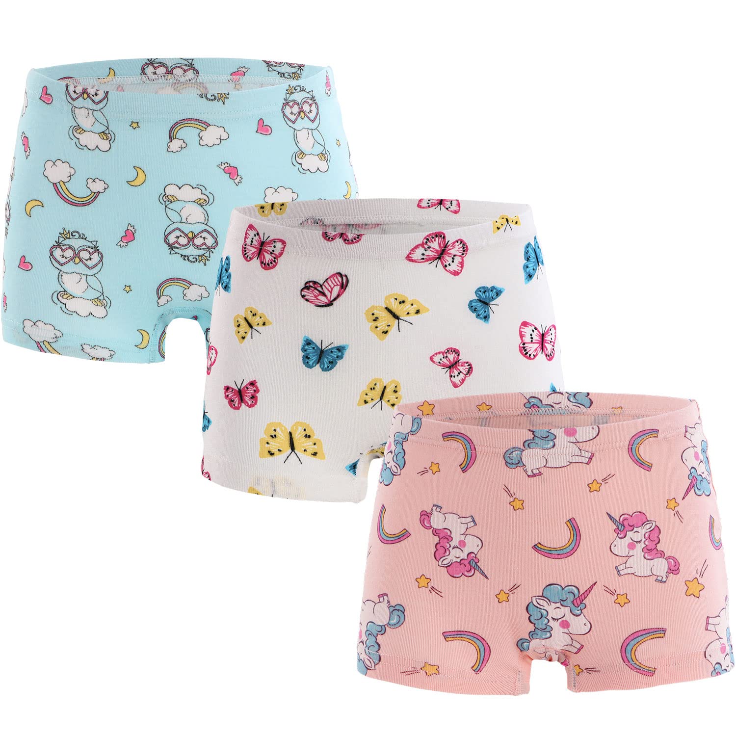 【送料無料】[OU.OU] 女の子 パンツ 綿100% 通気 柔らかい 女児 ショーツ 着心地がいい 下着 キッズ キッズ ガールズ 短パン 子供 可愛い プリントショーツ 3枚セット 人魚姫 風船 100 110 120 130 140 150 色：蝶、サイズ：110