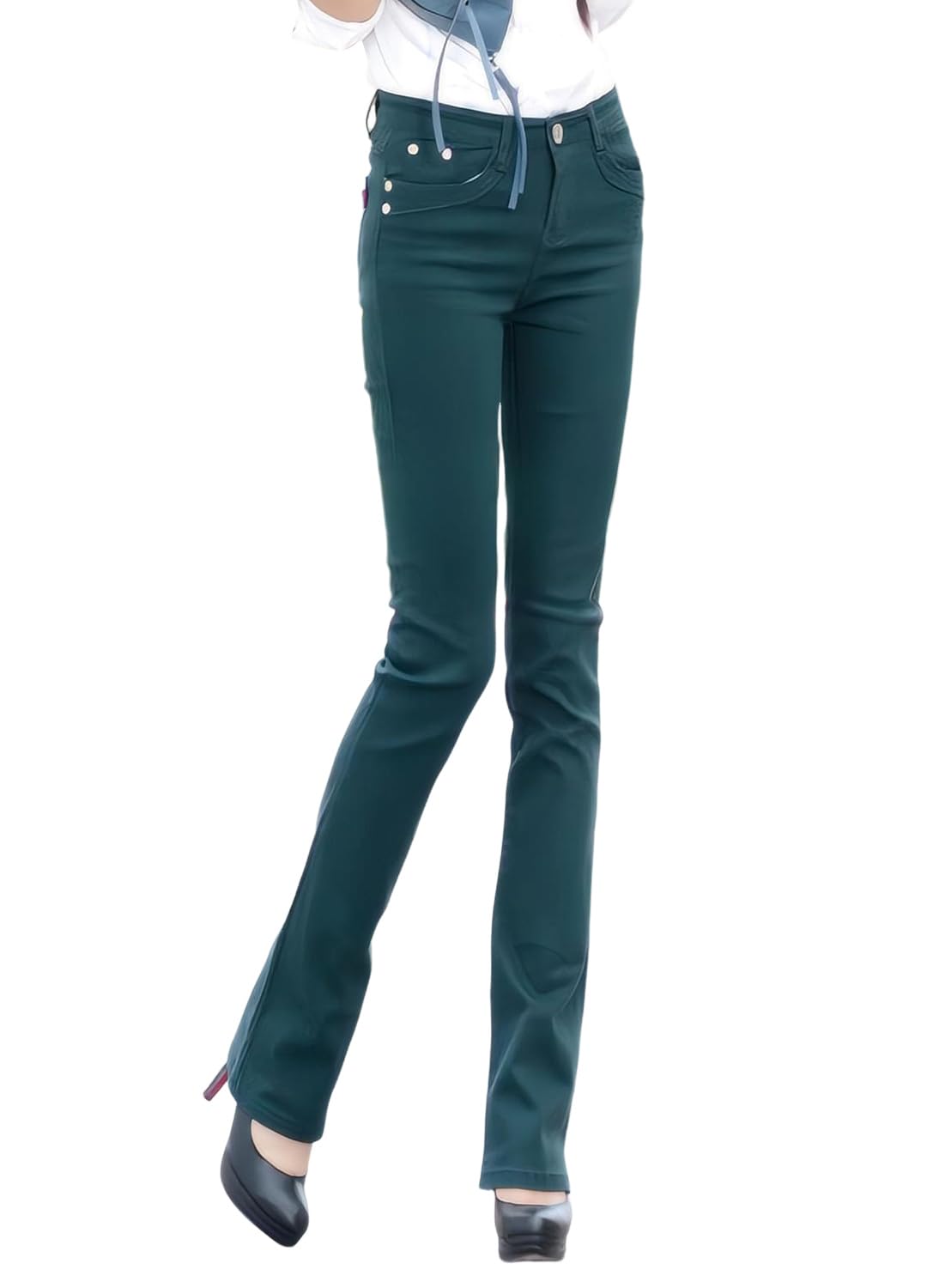 【送料無料】[Sharphon] レディース ブーツカット ロング パンツ 綿100% 大きい デニム ストレッチ ス..