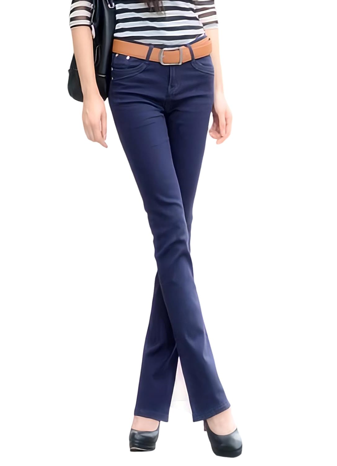 【送料無料】[Sharphon] レディース ブーツカット ロング パンツ 綿100% 大きい デニム ストレッチ ス..