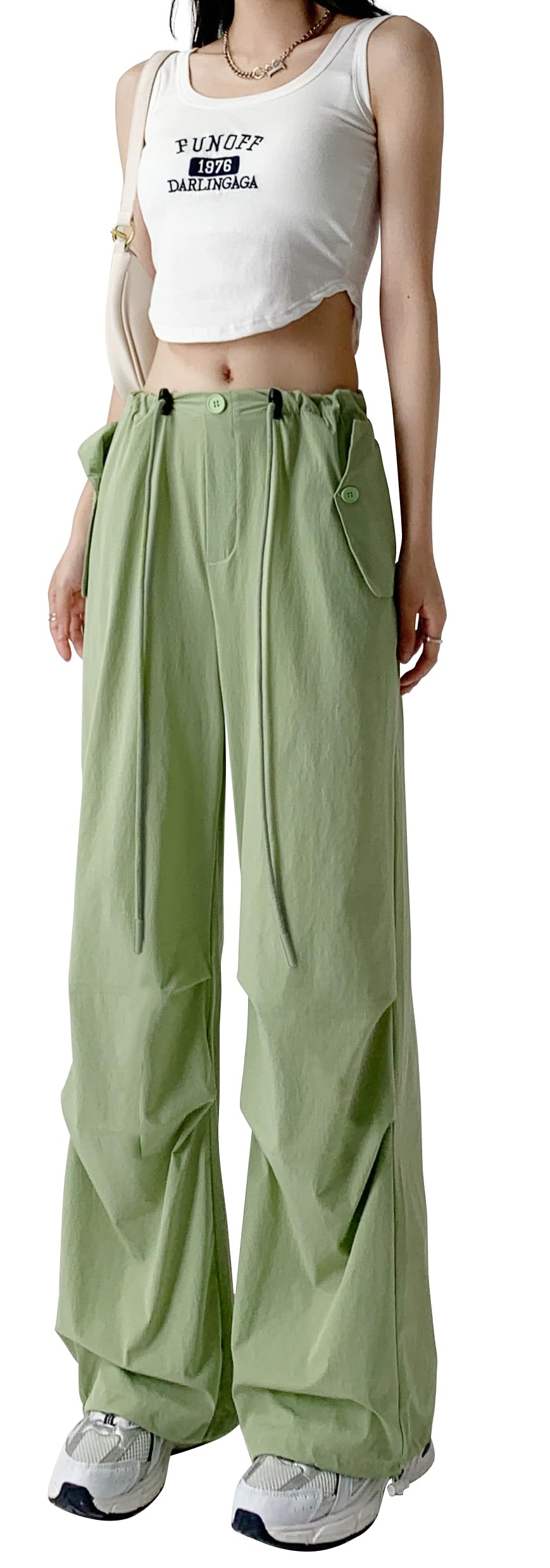 【送料無料】[Syvent] レディース 薄手 カーゴパンツ 速乾 春 夏 ワイドパンツ ウエストゴム 無地 スポ..