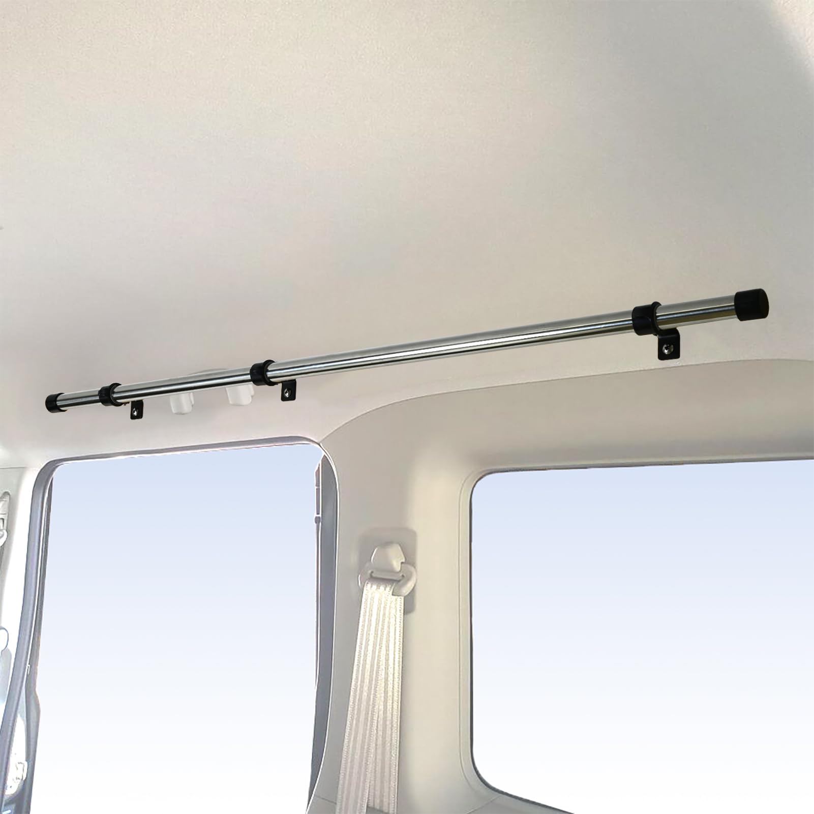 【送料無料】Apdoni 車内収納 サイドバー 左右セット エブリイワゴン (DA17系) アトレーワゴン (S300系) バモス ホビオ (HM3/4系) 車両加工不要 車中泊 サーフ スキー 釣り サーフボード ロッドホルダー 室内 車内 ラック 棚 荷室 CH-006 色：シルバー