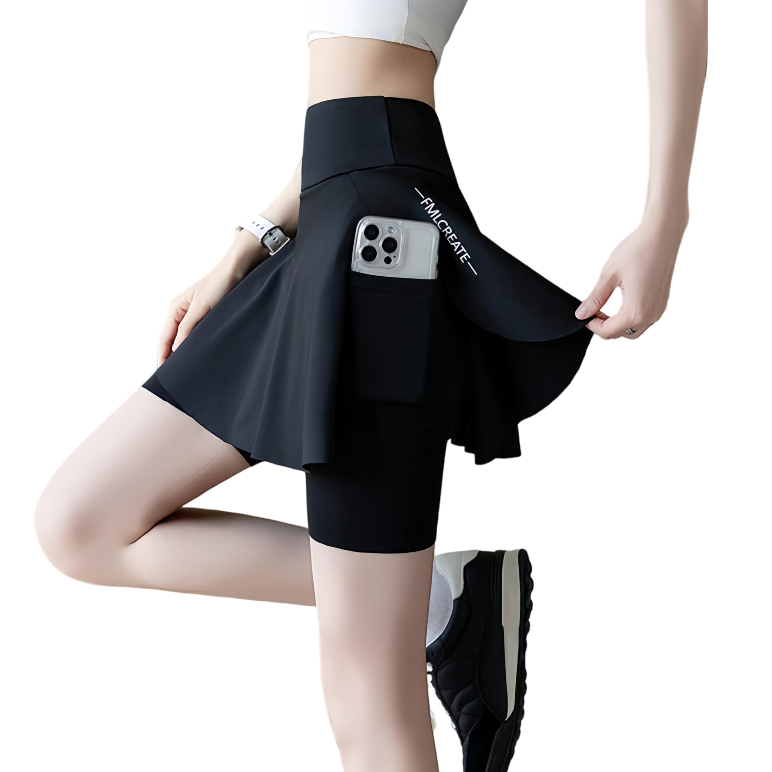 【送料無料】[KOEKOI] ヨガパンツ ハイウエスト 一体型 スカート付 ヨガウェア 美尻 レディース レギン..