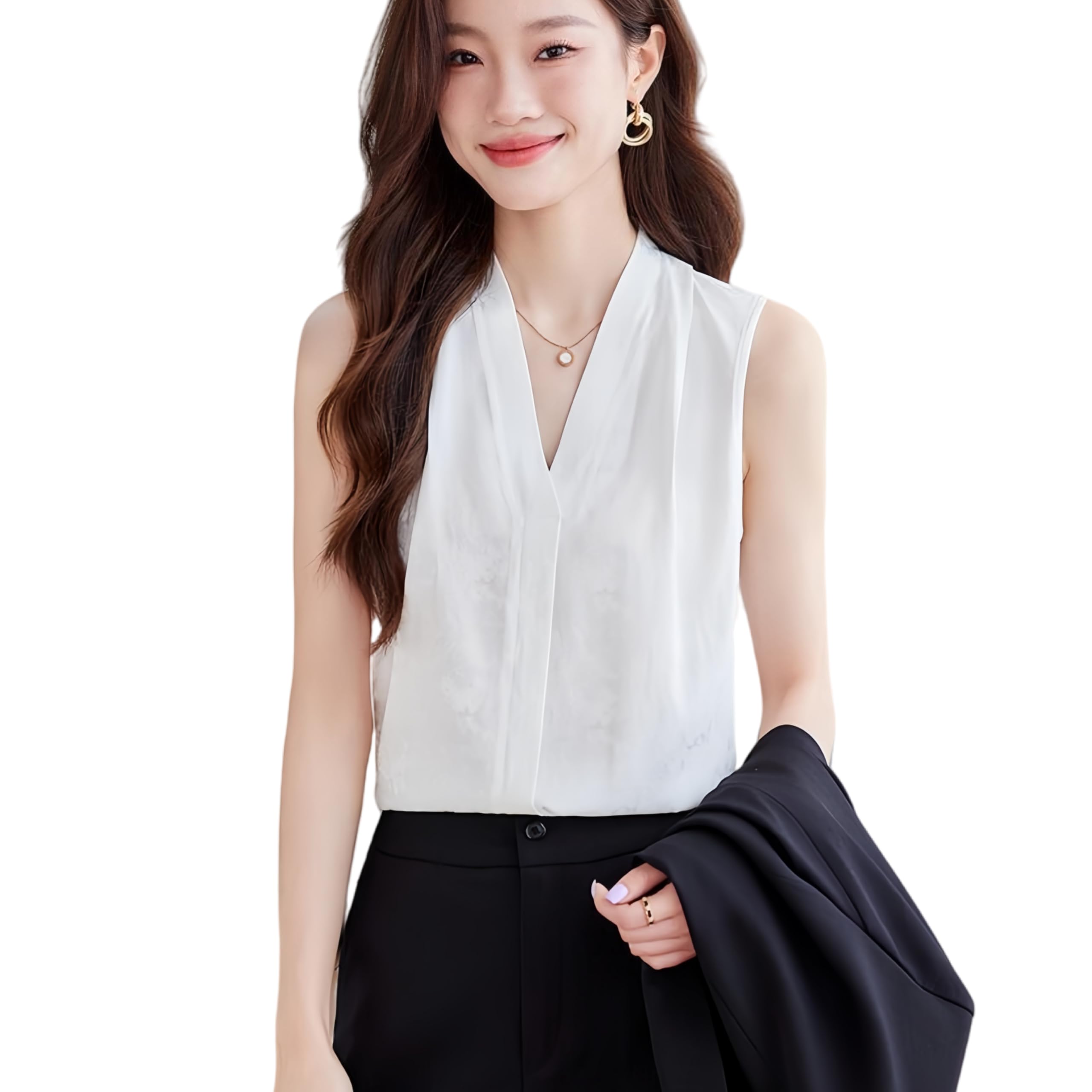 【送料無料】[KOEKOI] タンクトップ レディース シフォン ノースリーブ カットソー トップス ...