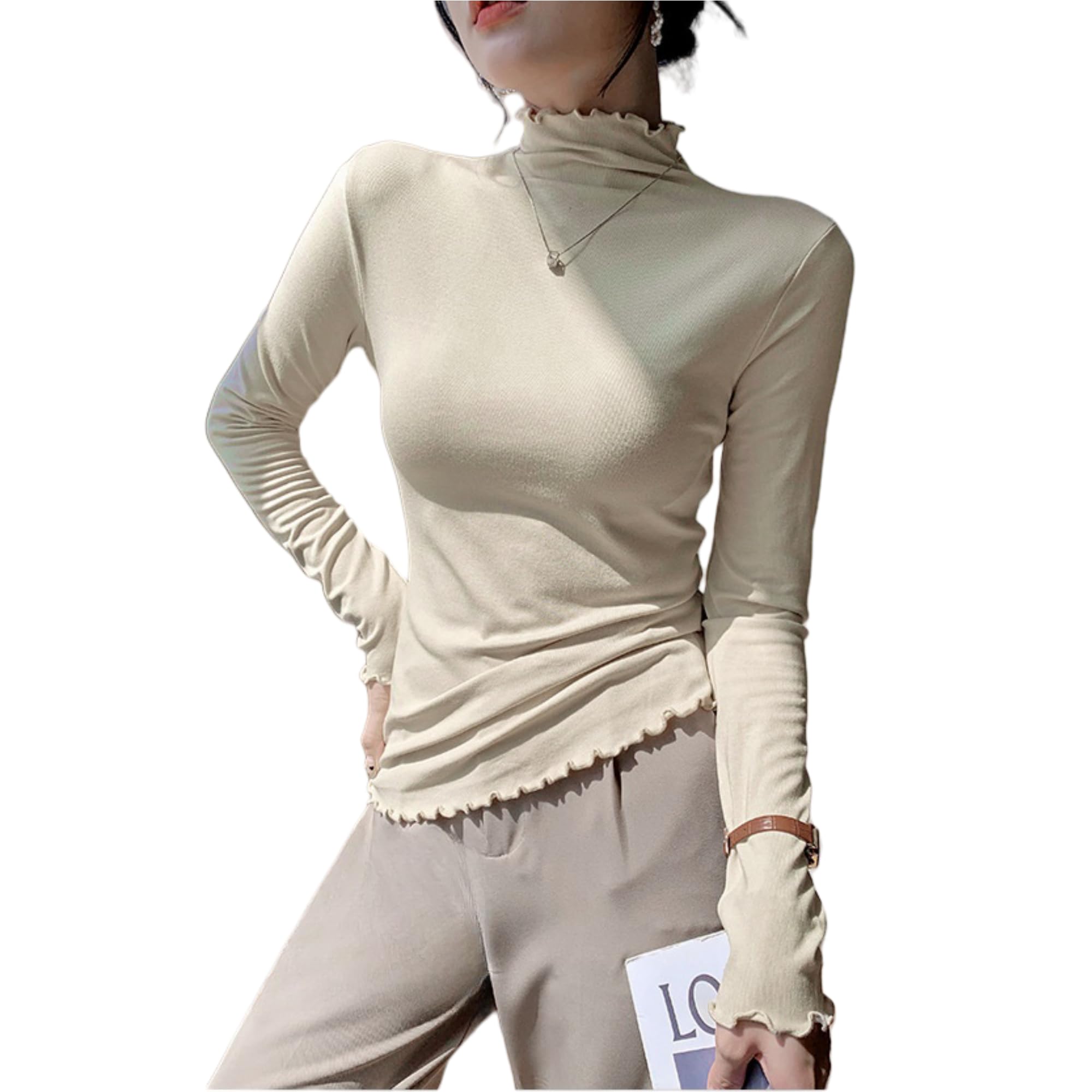 【送料無料】[KOEKOI] ハイネック レディース 長袖 シャツ チュニック ハイネック Tシャツ ...