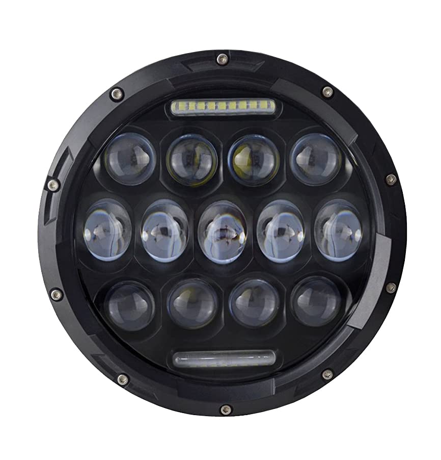 【送料無料】Ranzek LEDヘッドライト 7インチ hi/loビーム 75W LED ジープラングラー DRL機能付き JK TJ LJ適用 高輝度 色：75W黒