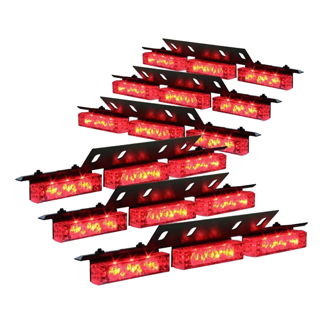 【送料無料】Ranzek 車警告灯 緊急ストロボ点滅灯 三つの点滅モード 54LED高輝度 6PCSセット 赤光
