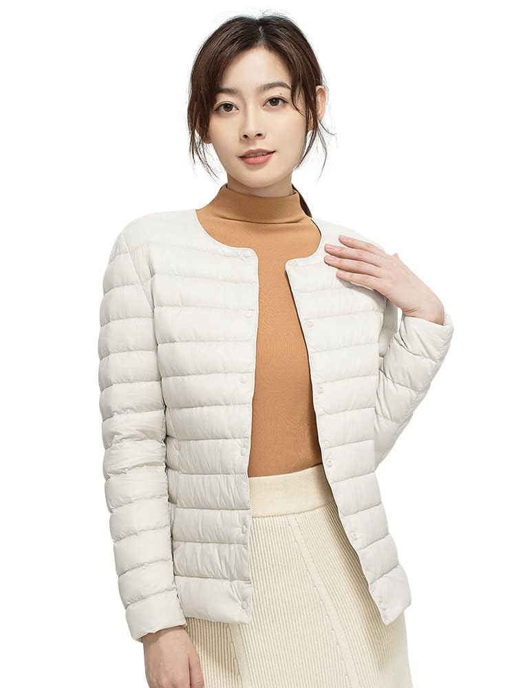 【送料無料】Bvaeocl ダウンジャケット レディース ノーカラー ライトダウン ウルトラライト インナー..