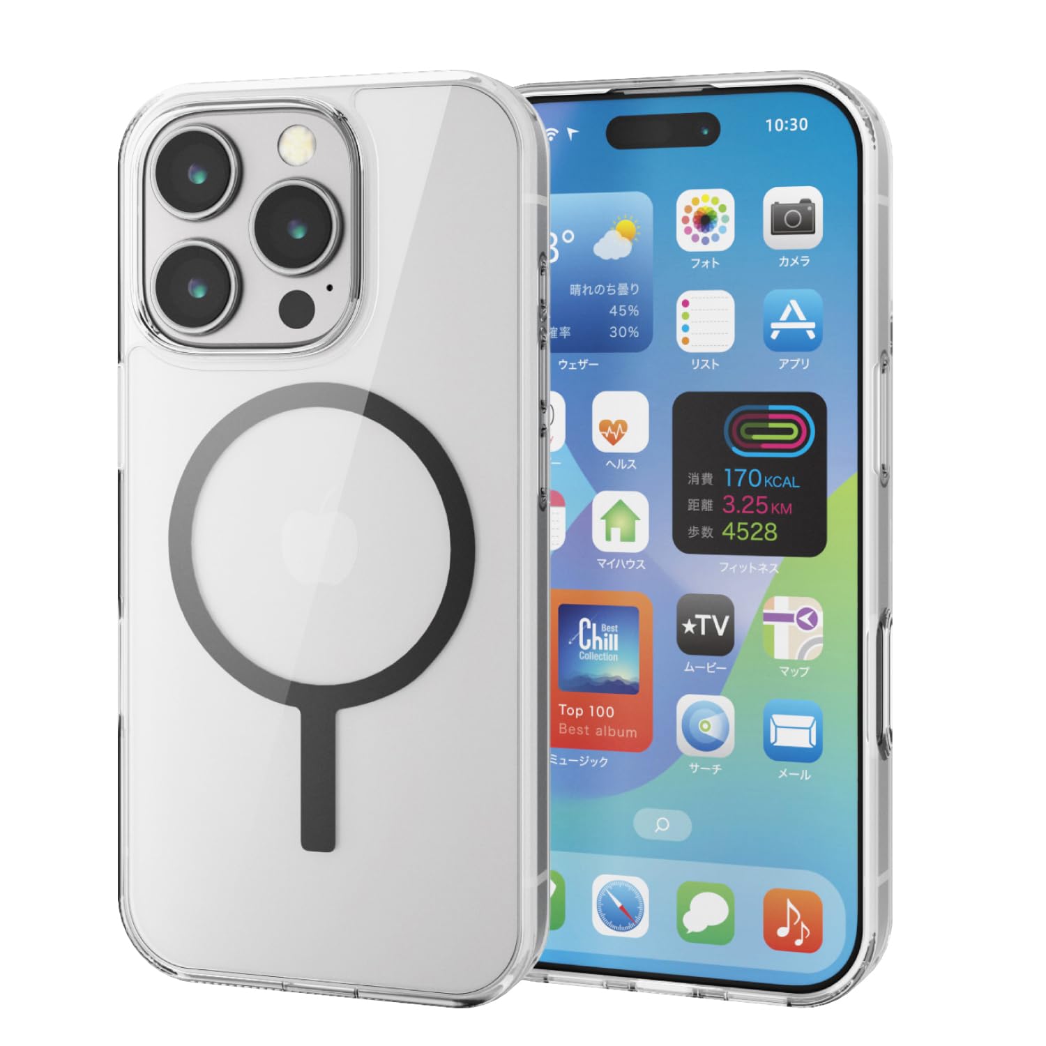 ������̵���ۥ��쥳�� iPhone 16 Pro ������ ���ꥢ �ޥ��ͥå� MAGKEEP �ϥ��֥�å� �磻��쥹�����б� 4�ĳѥ��������å���� ���襤��...