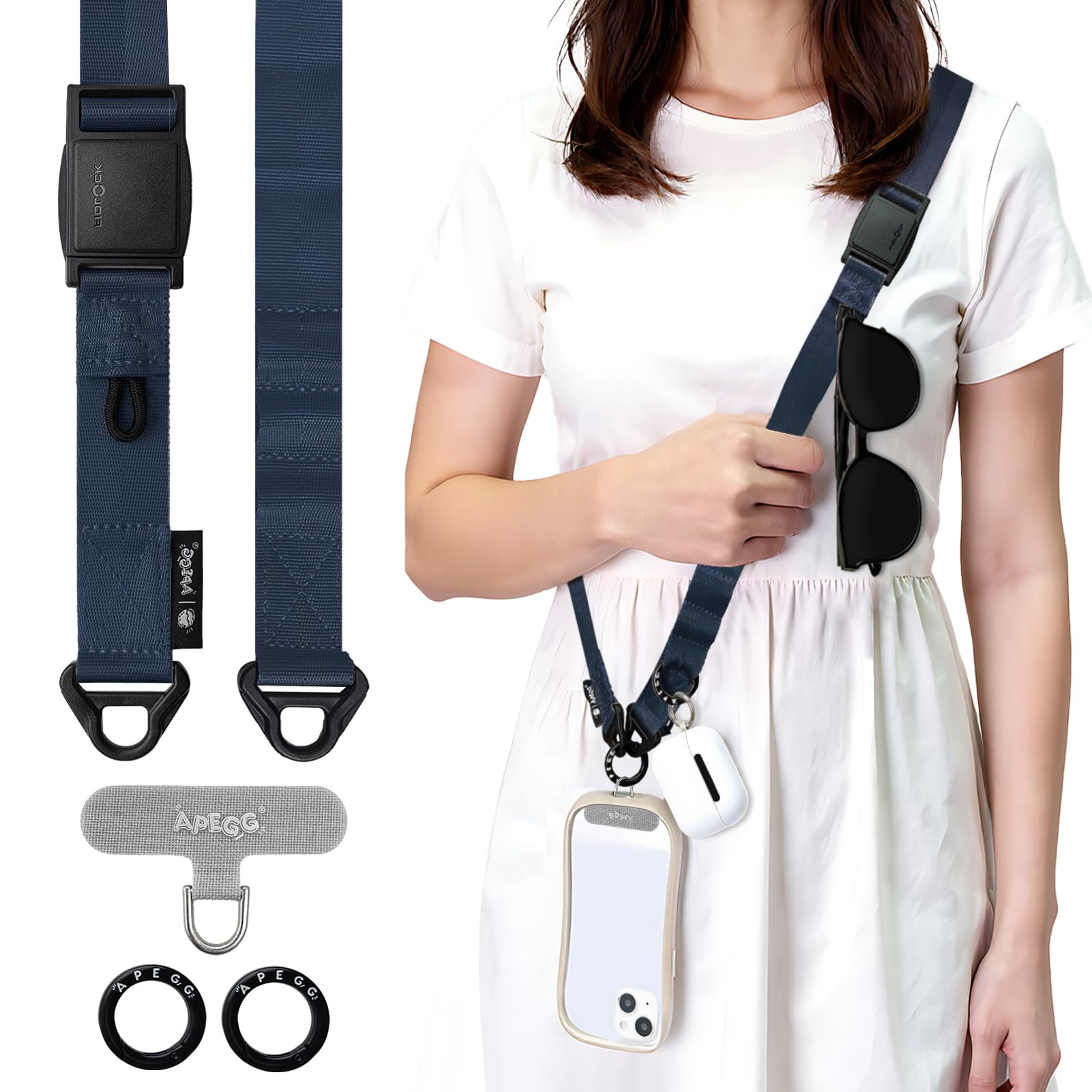 【送料無料】[APEGG] スマホショルダー「瞬時の着脱マグネット式バックル」斜めがけ 首掛け 肩掛 ...