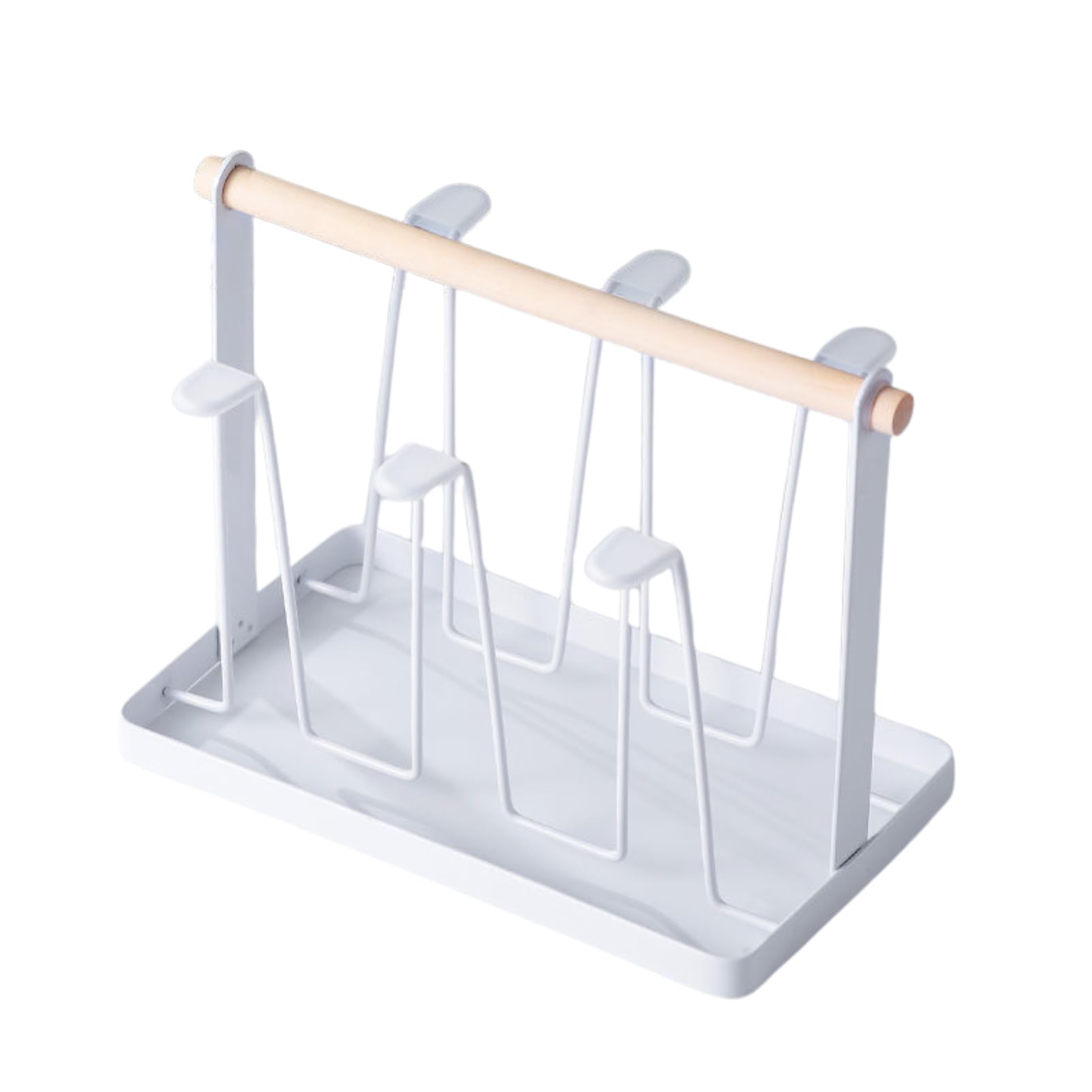 【送料無料】Riblind グラススタンド コップホルダー 6個掛け 水切りラック 木製ハンドル付 北欧風 シ..