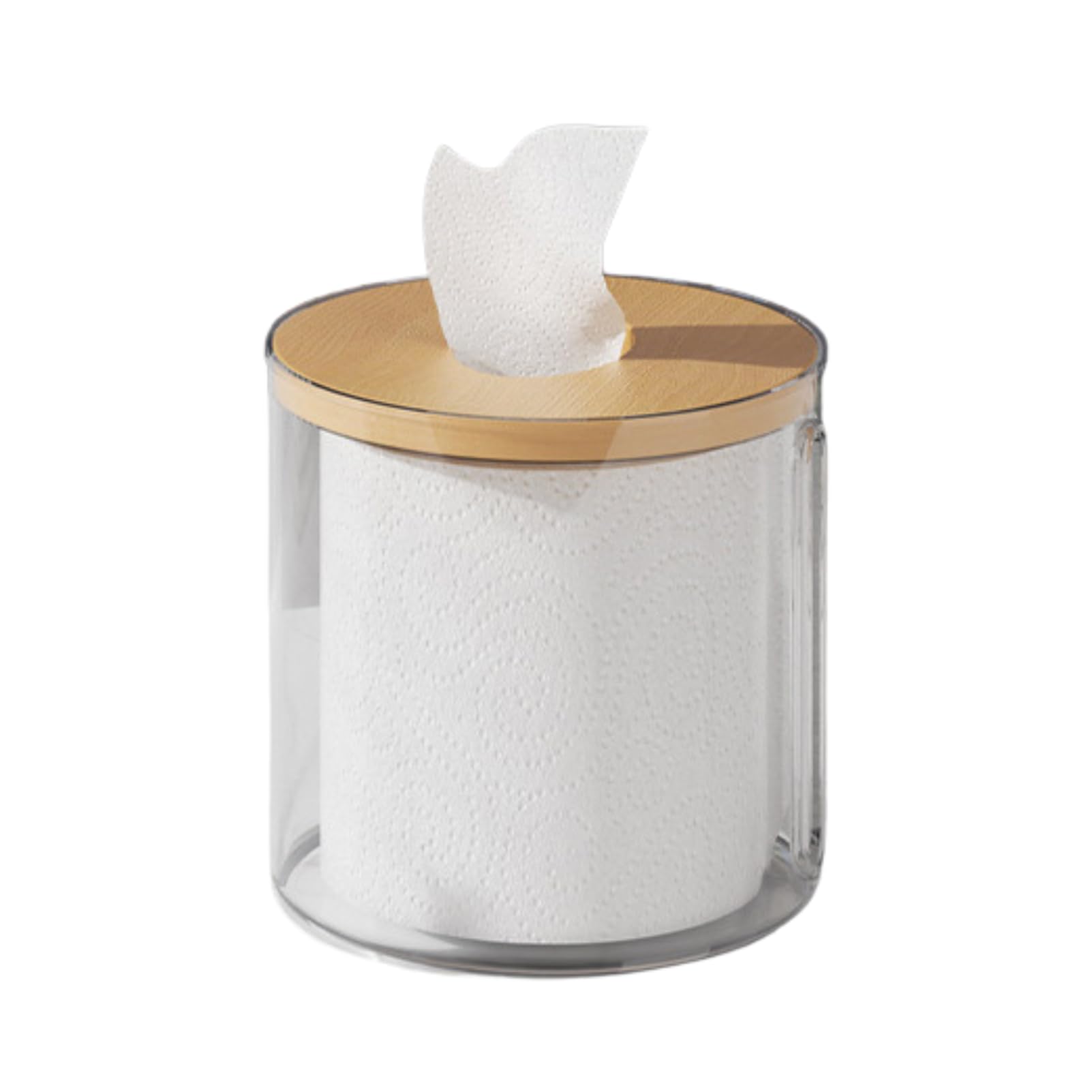 【送料無料】Riblind トイレットペーパーケース 木目調蓋付き 卓上ティッシュボックス 透明 ナプキンデ..