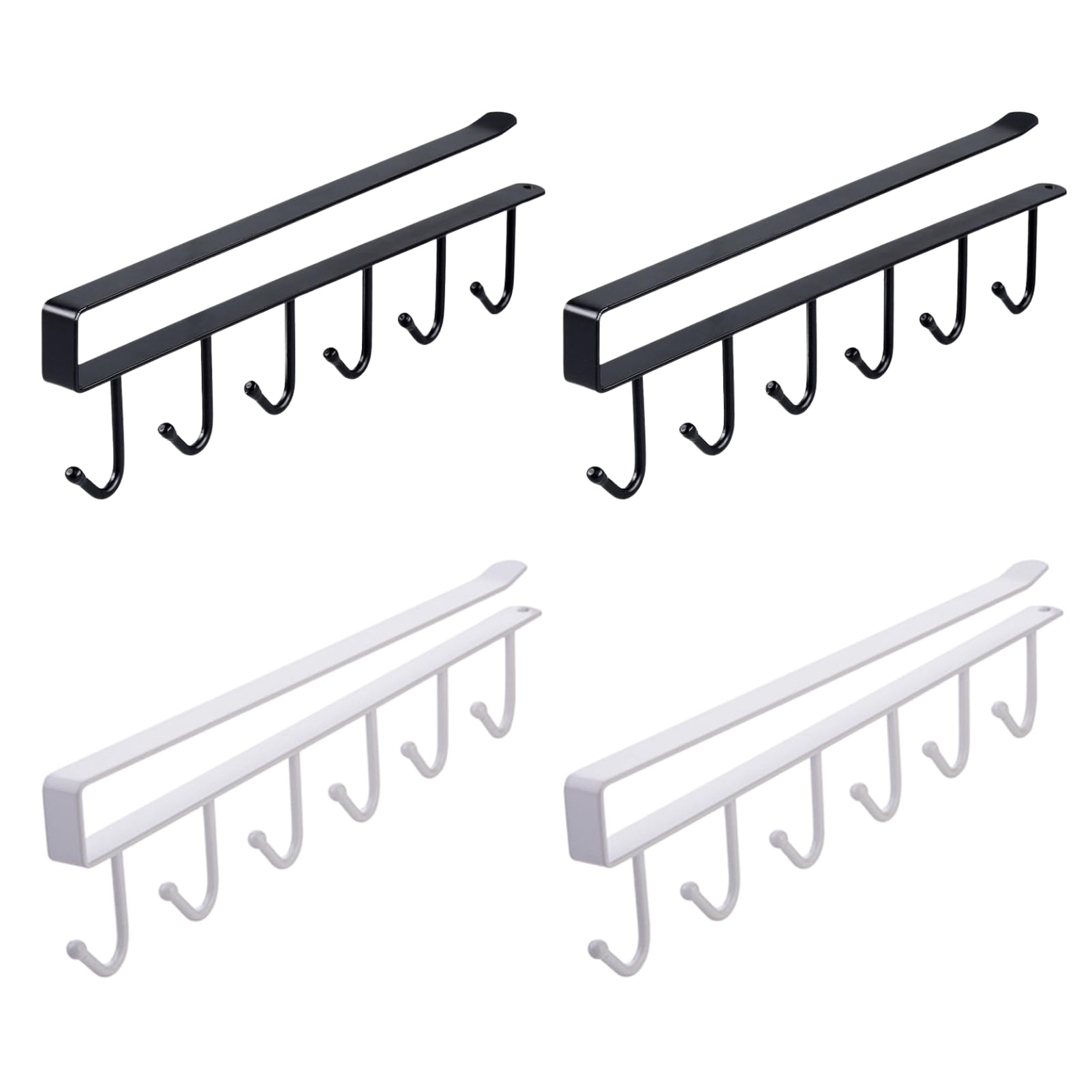 【送料無料】Riblind キッチンツールフック 4個セット 戸棚下収納 吊り下げ6連フック 穴あけ ...