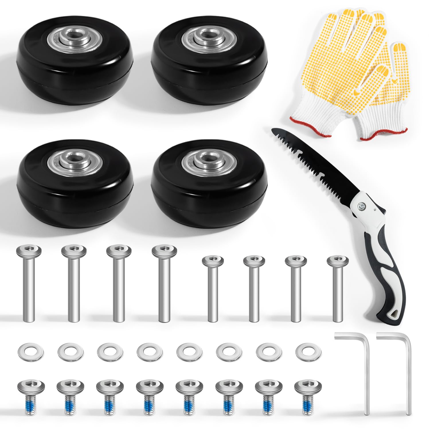 【送料無料】キャスター 静音シリーズ用交換タイヤキット 交換車輪 色：ブラック、サイズ：折畳鋸付き..