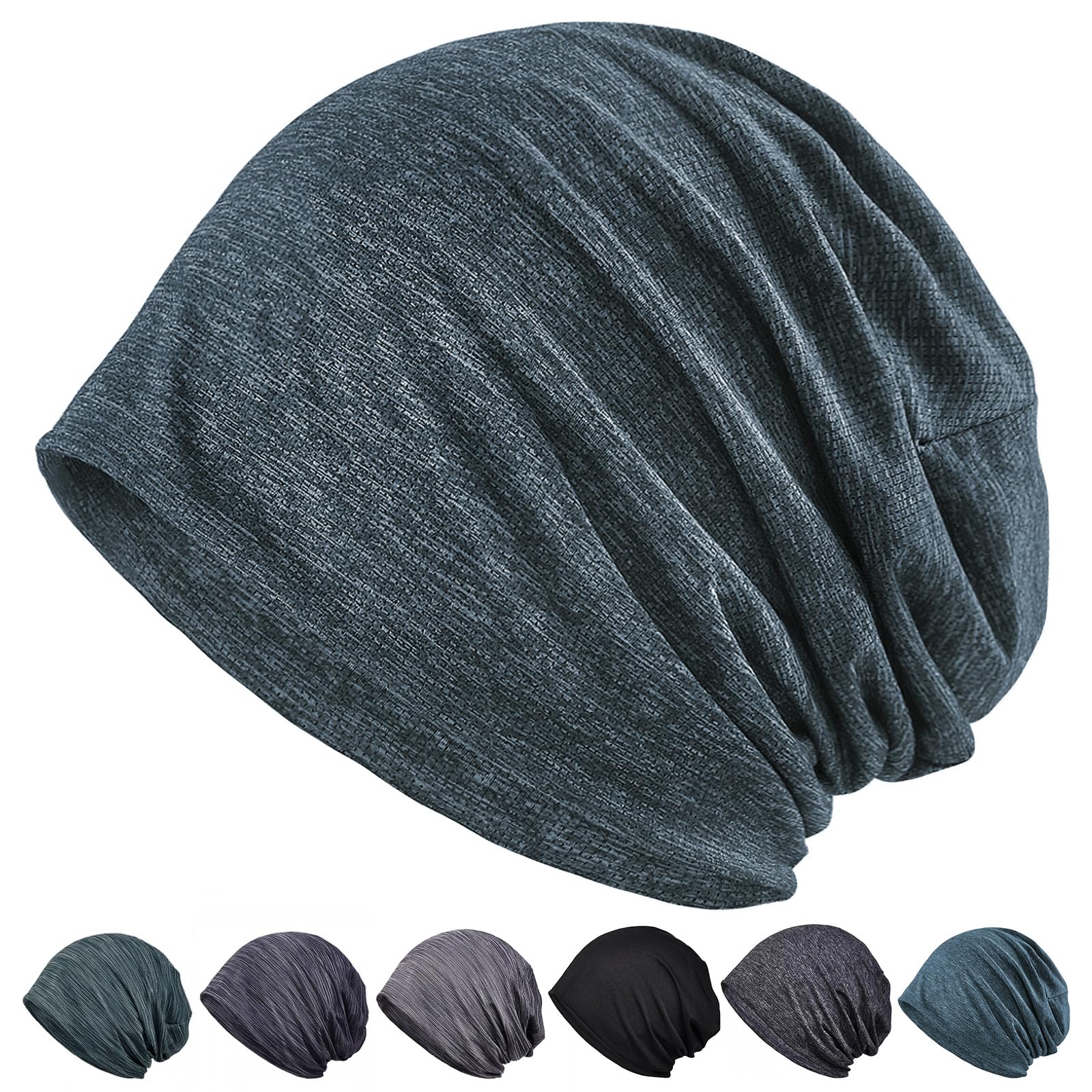 【送料無料】[SIVAN] ニット帽 メンズ レディース 春夏秋用 【ひんやり冷肌触感・軽くてさわやかな素材・締め付け感ゼロ】 【通気・速乾性・吸湿性】 ニット帽子 抗菌防臭 肌に優しい 小顔効果 薄手 大きい 男女兼用 色：ネイビー、サイズ：Free Size