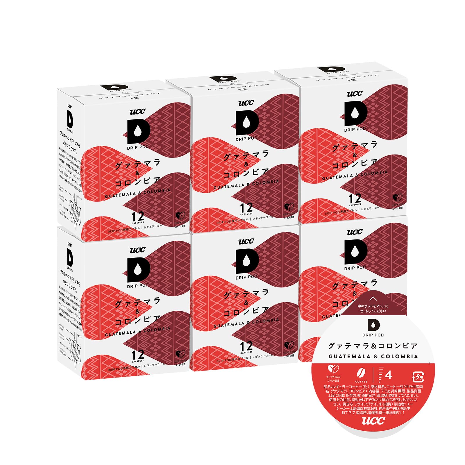 【送料無料】UCC ドリップポッド グァテマラ&コロンビア サイズ：12個 (x 6)