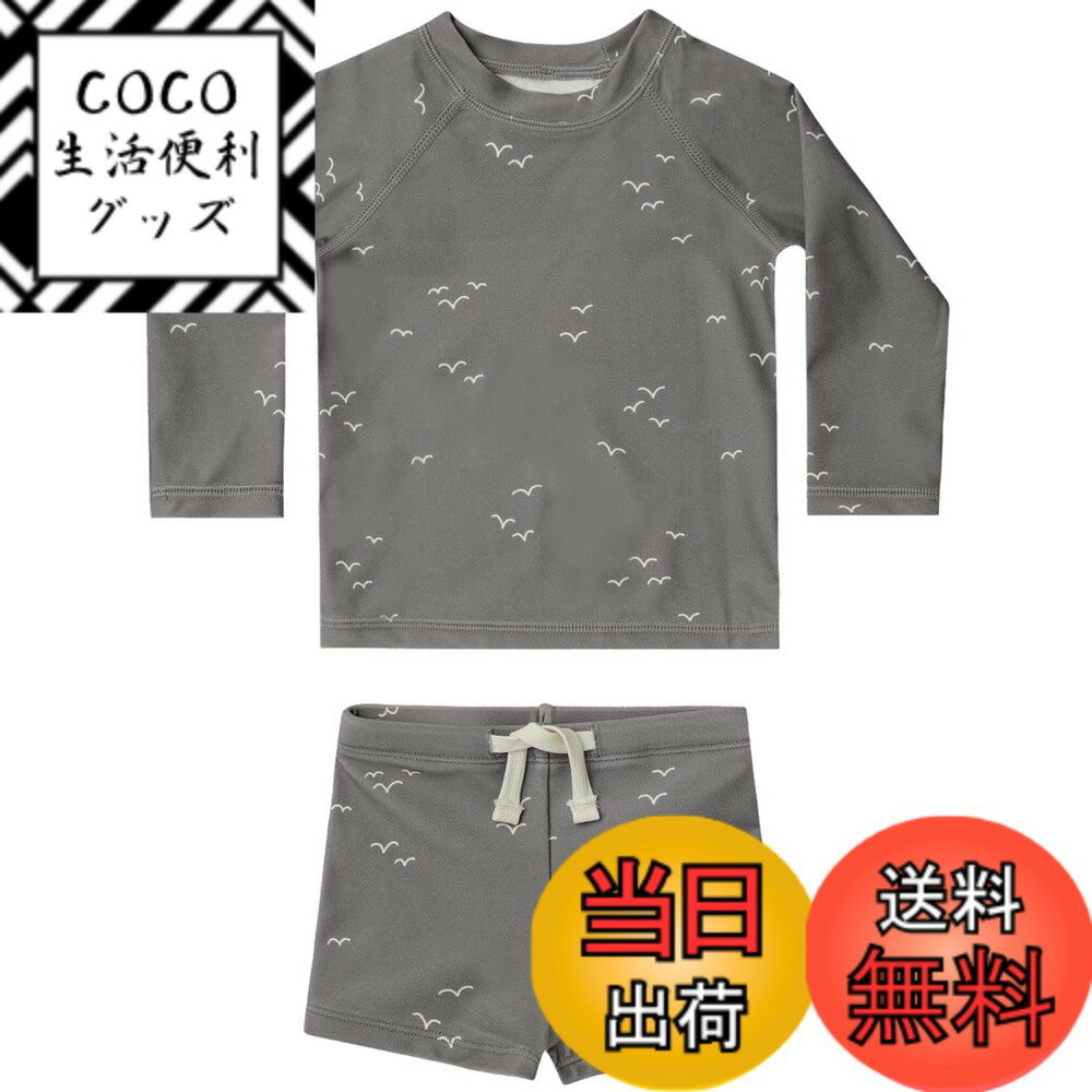 【送料無料】[GoUseGo] キッズ 水着 男の子 3点セット 子供用水着 長袖ラッシュガード サーフパンツ キャップ 80-130cm 小学生 セパレート スイムウェア 上下セット ベビー水着 赤ちゃん 幼児 保育園 幼稚園用 日焼け止め 色：カモメ、サイズ：100