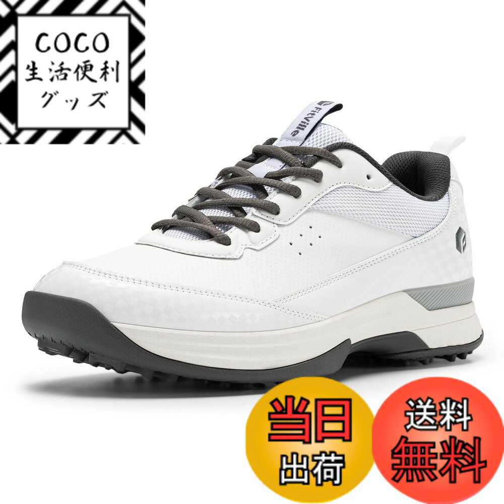 【送料無料】[FitVille] 幅広 ゴルフシューズ メンズ 2E 4E プロゴルフ靴 ソフトスパイク付き 軽量 防..