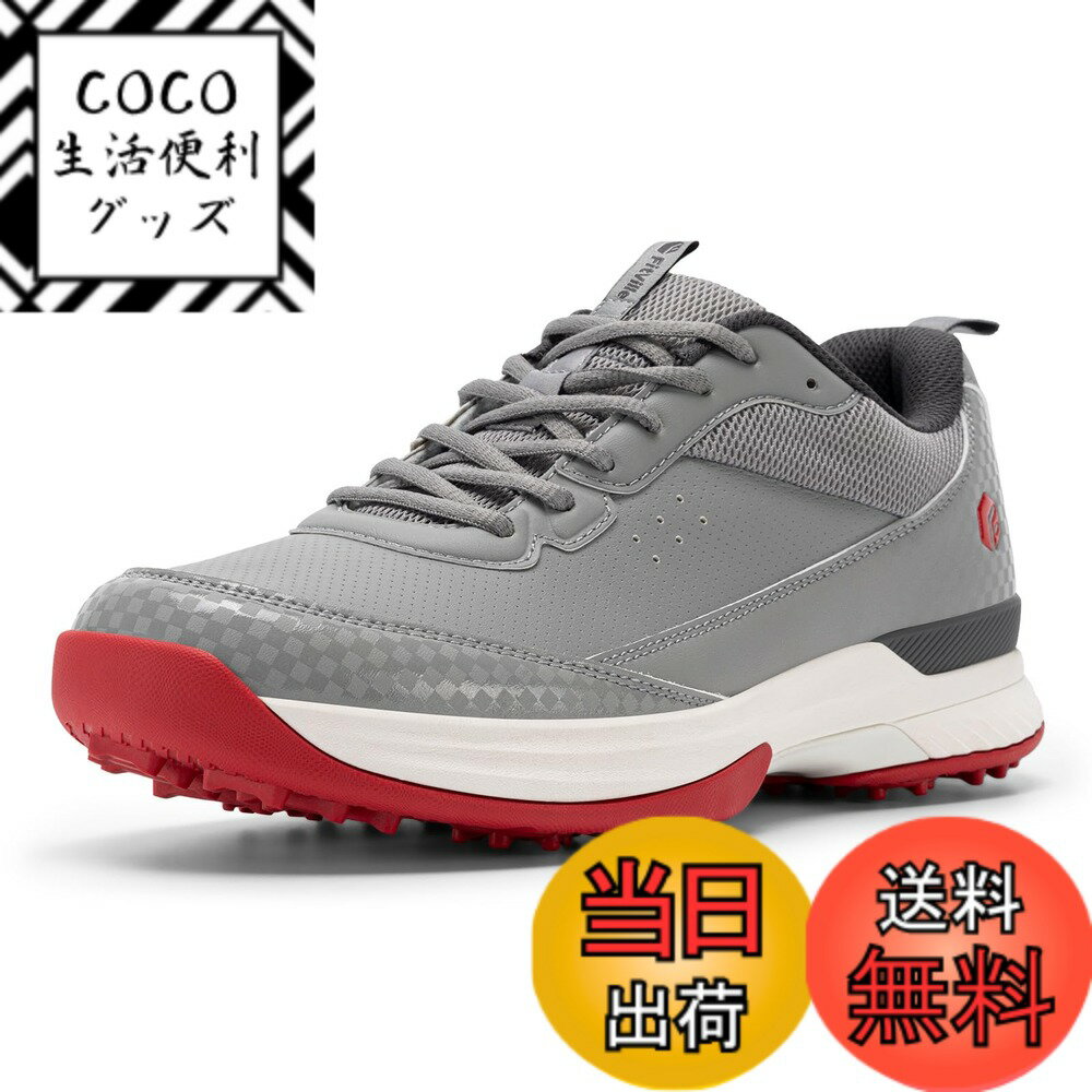 【送料無料】[FitVille] 幅広 ゴルフシューズ メンズ 2E 4E プロゴルフ靴 ソフトスパイク付き 軽量 防..