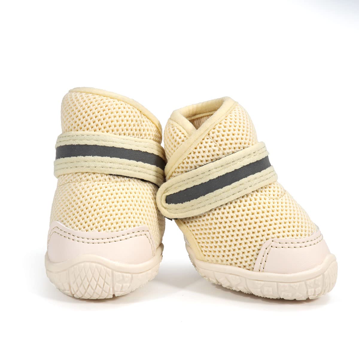 【送料無料】LIKOKLIN 犬靴 犬用メッシュシューズ ドッグブーツ ドッグくつ 小型犬 反射テープ付き 滑り止め 肉球保護 脱げにくい 散歩 通気性 犬用靴 犬くつ 犬のくつ 小型犬 中型犬 4個入り/ 2個入り 選べる4色 色：ベージュ、サイズ：2#(2個入り)