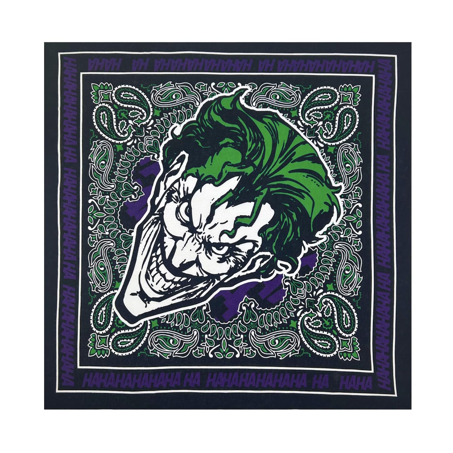 【送料無料】[Trifong] バンダナ ユニセックス 綿100% コットン カシューナッツ柄 ペイズリー ハンカチ 大判 55cm×55cm 色：道化師B、サイズ：55cm×55cm