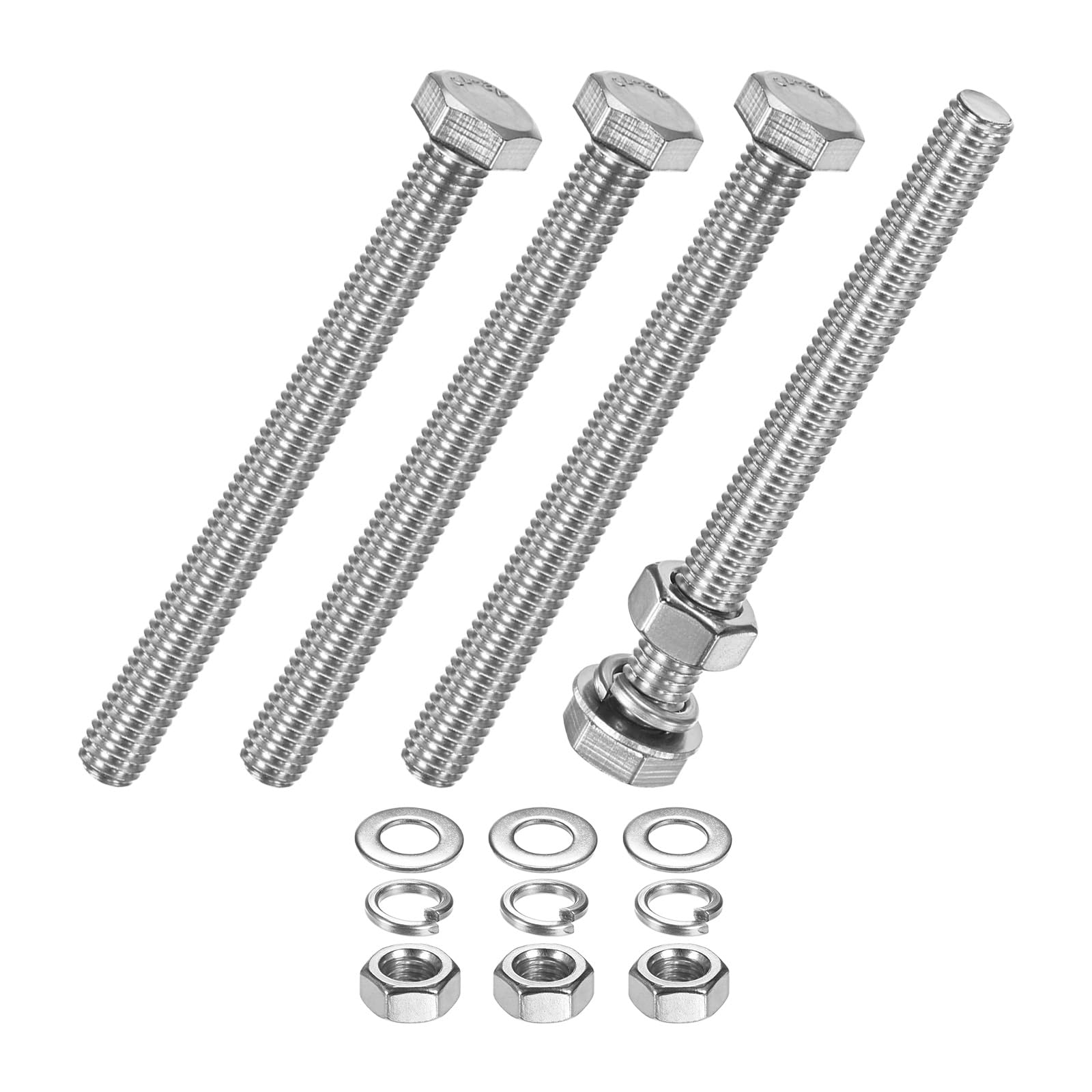 【送料無料】M METERXITY 六角頭ねじボルト ナット付き フラット&ロックワッシャー ステン ...
