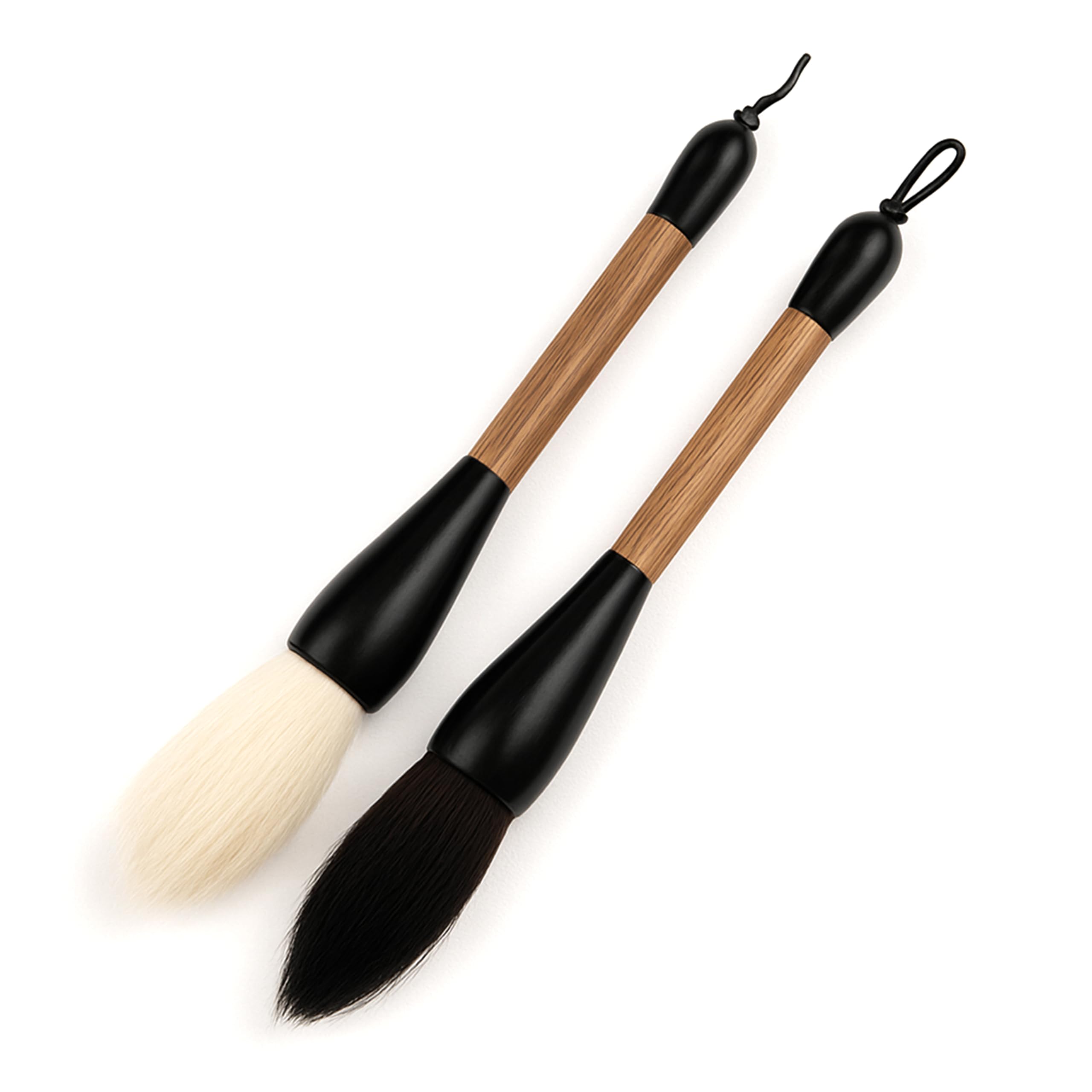 【送料無料】akindou 書道筆 太筆 中国筆 提斗筆 羊毛 熊毛 2本セット 書道アート 写経 水墨画 絵画 等に 色：[白, 茶]