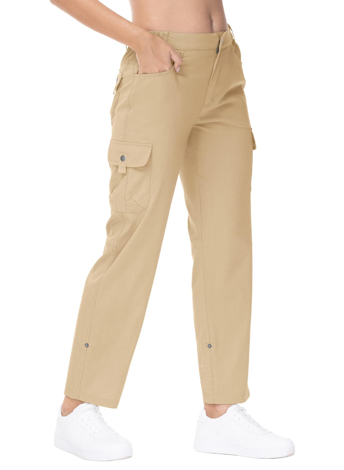 【送料無料】[Gopune] レディース ハイキングパンツ 2WAY カーゴズボン 七分丈 ロールアップ仕様 速乾 ..