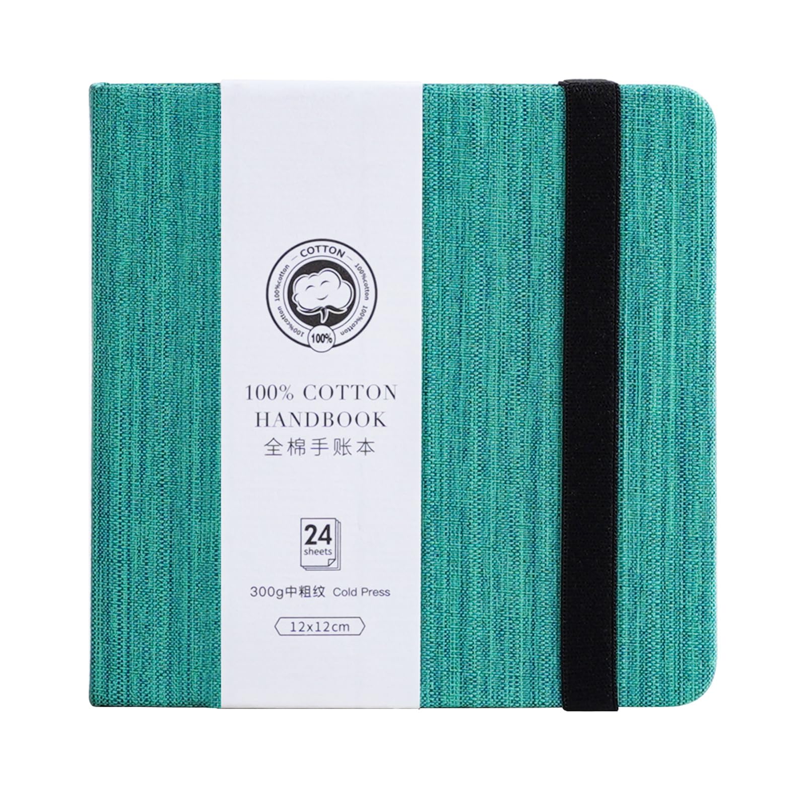 【送料無料】Lightwish 正方形 水彩日記帳 綿100% 300g 24枚 色：緑、サイズ：中目