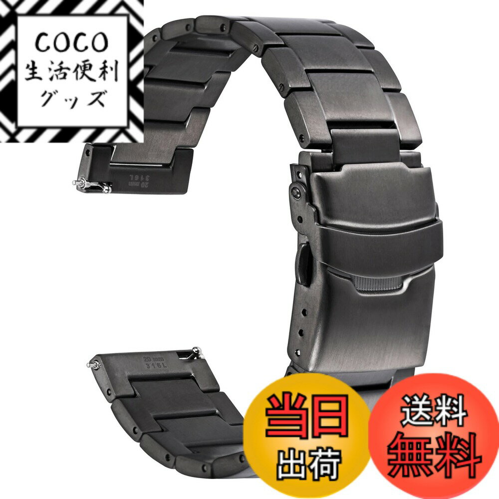 【送料無料】[WOCCI] 時計ベルト メタル 18mm 20mm 22mm 24mm 腕時計バンド メンズ 316L ステンレススチール 金属時計ブレスレット Quick Release 色：グレー、サイズ：22mm
