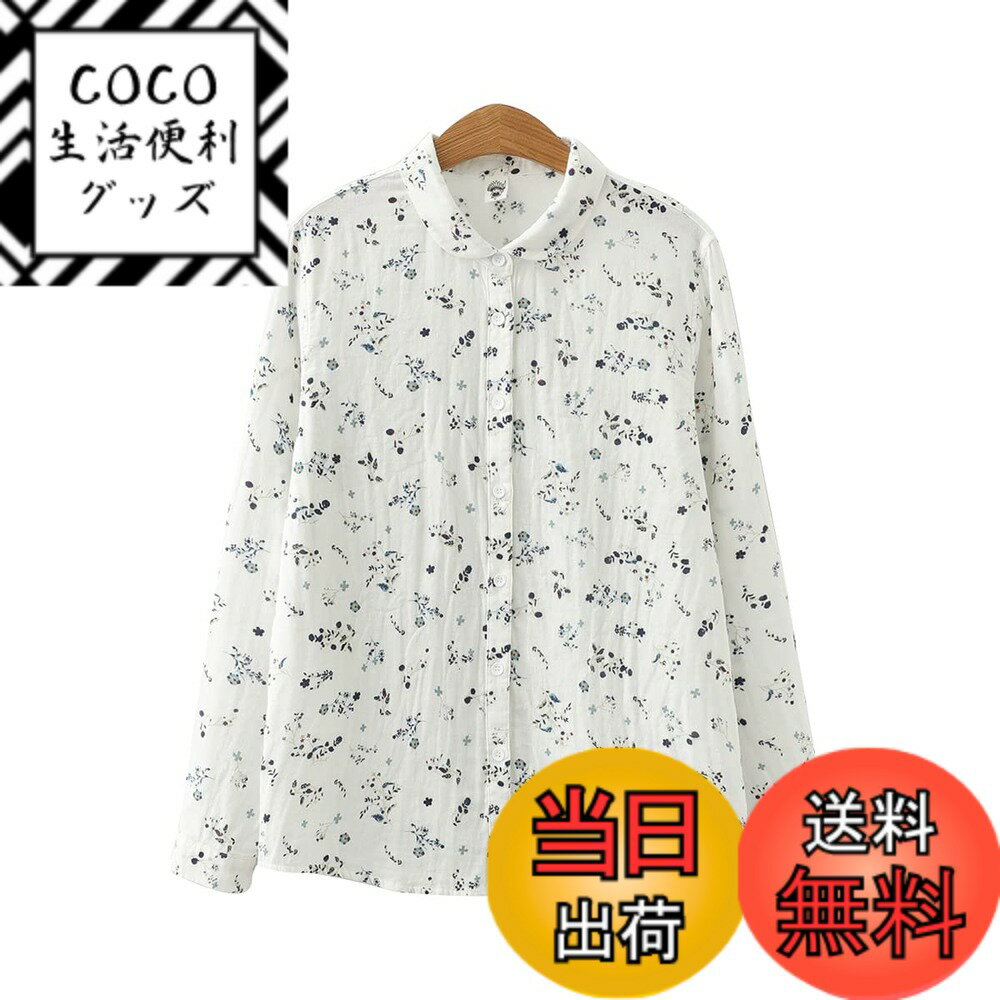 【送料無料】[§ASHE RANGEL] ASHERANGEL レディースシャツ 花柄 ブラウス 2層ガーゼ プリント 襟付き ..