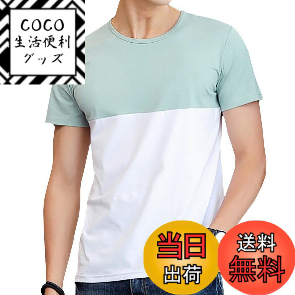 【送料無料】BUZZxSELECTION(バズ セレクション) Tシャツ 半袖 カットソー おしゃれ バイカラー マリン モノトーン メンズ BSTS030 色：03 グリーン、サイズ：3XL