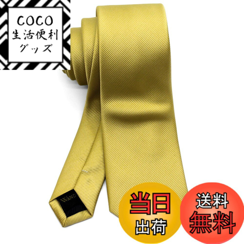 【送料無料】[WANDM] (ウァンダム) ナロータイ 細 ネクタイ 6cm 幅 洗濯 可能 無地 ソリッド 色：グログラン/ゴールド、サイズ：大剣先幅6cmx全長約146cm (ナロータイ)