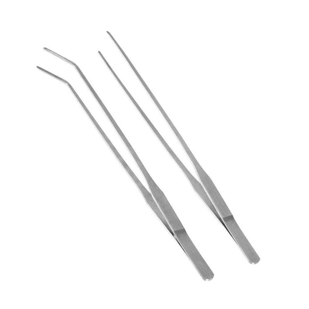 【送料無料】BETTERSTORE ピンセット 水槽 ロング 27cm アクアリウム 2本セット ハーバリウム制作用 爬虫類飼育 水草 ステンレス 長いサイズ 細かい 実用 便利 多機能 水族館用 ストレート & カーブ 色：ブルー、サイズ：2点セット