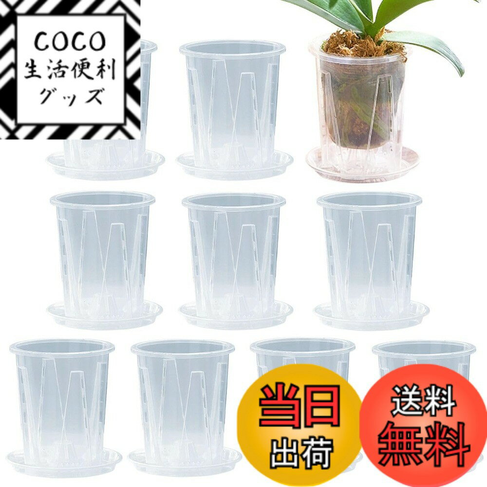 【送料無料】SALUDABLE 植木鉢 透明 底皿付き スリット鉢 観葉植物 プラスチック プラ鉢  ...