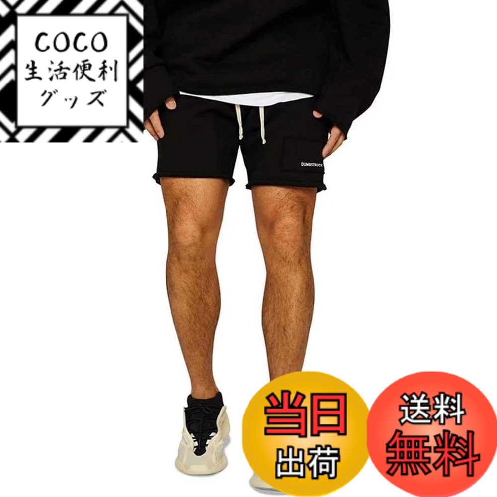 【送料無料】[メチーエング] ショートパンツ メンズ トレーニング ハーフパンツ フィットネスパンツ 短パン スポーツ ジムウェア 色：ブラック、サイズ：L