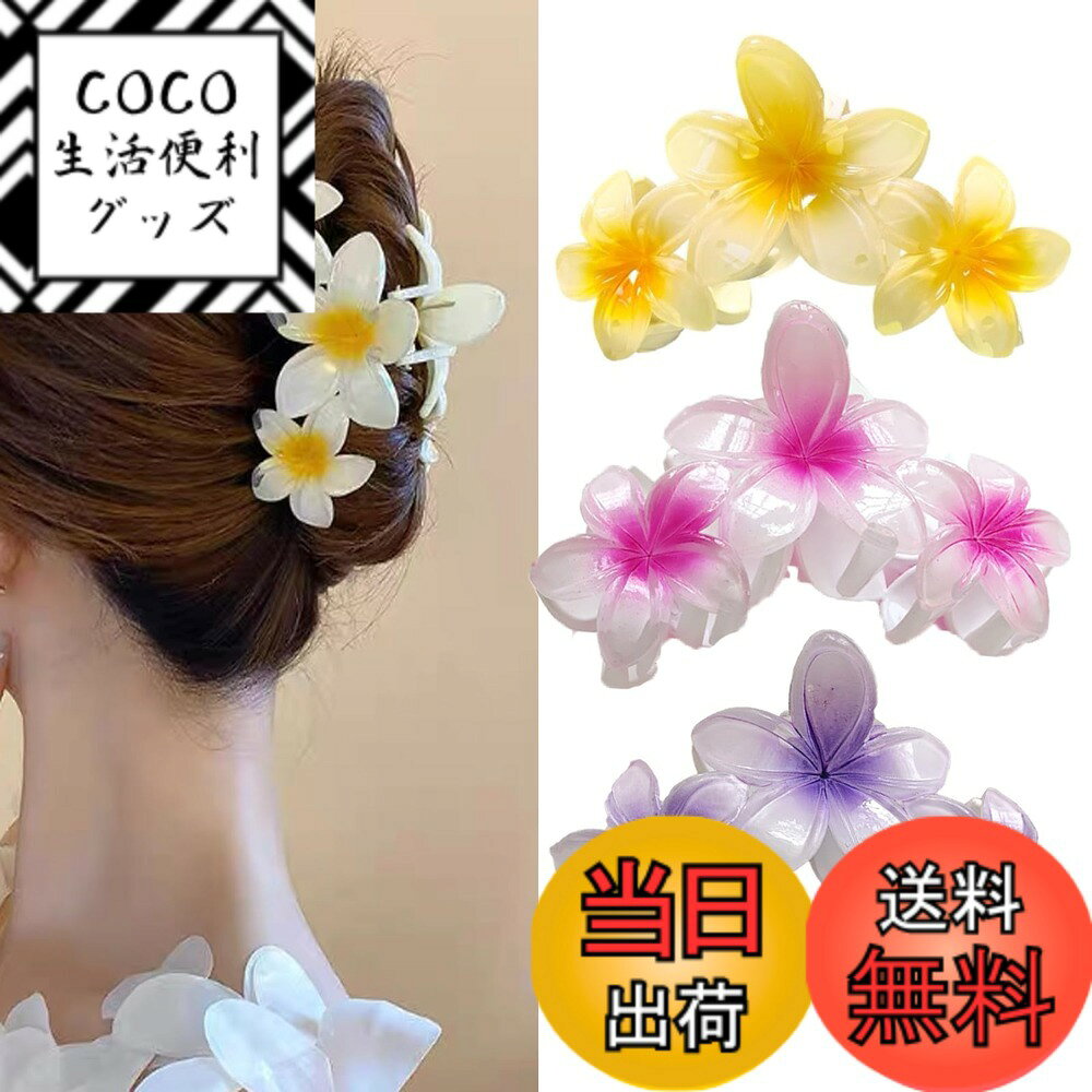 【送料無料】HAPVITAL ヘアクリップ 花の形 大人 3個入り 強力 オフィス 大きめしっかり 髪留め おしゃれ 可愛い シンプル おしゃれ オフィス レディース 大きめ バンスクリップ へあくりっぷ 大 しっかりとまる 風呂バンス ヘアアクセサリー クリップ 色：花