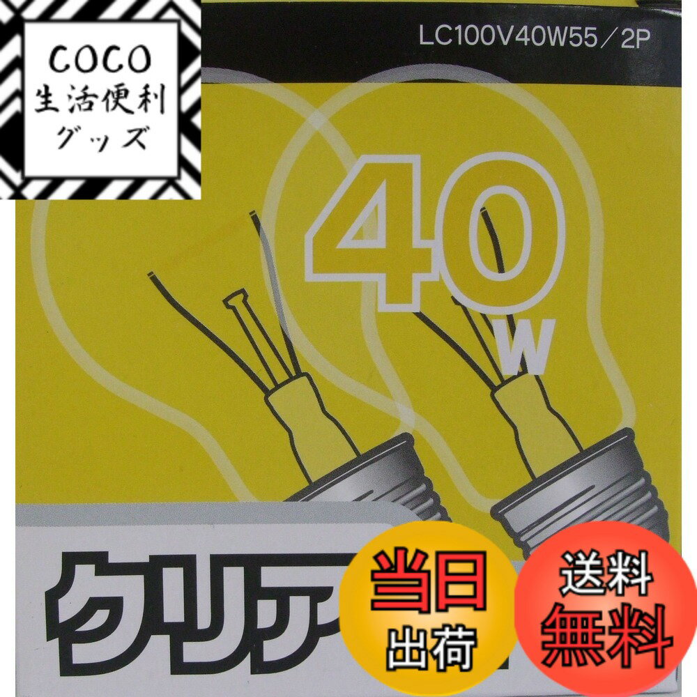 【送料無料】オーム(OHM) 白熱電球 2個 色：クリア、サイズ：40W