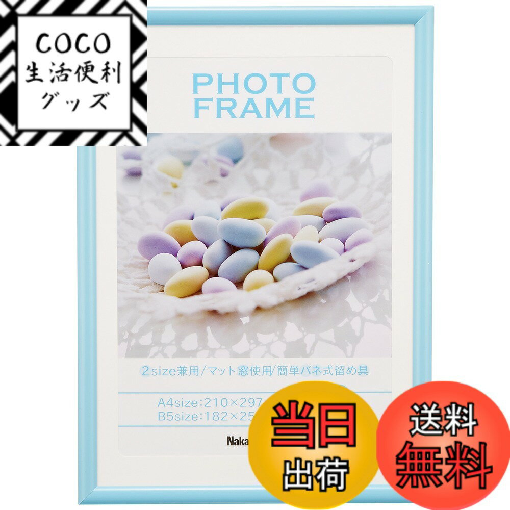 【送料無料】ナカバヤシ 樹脂製(PVC)フォトフレーム 色：ブルー、サイズ：A4/B5